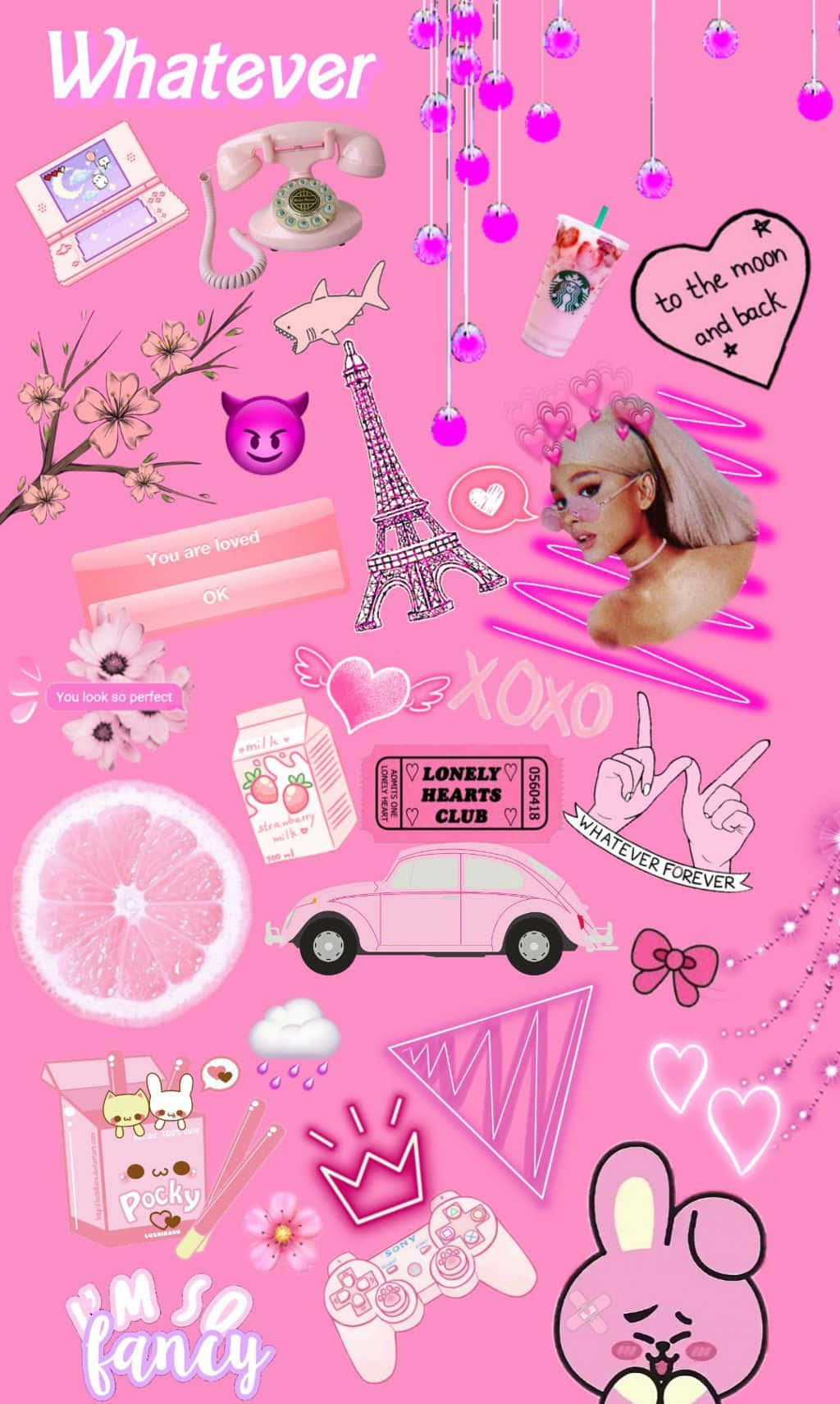 girly aesthetic, vibrant pink, retro items, HD Phone Wallpaper