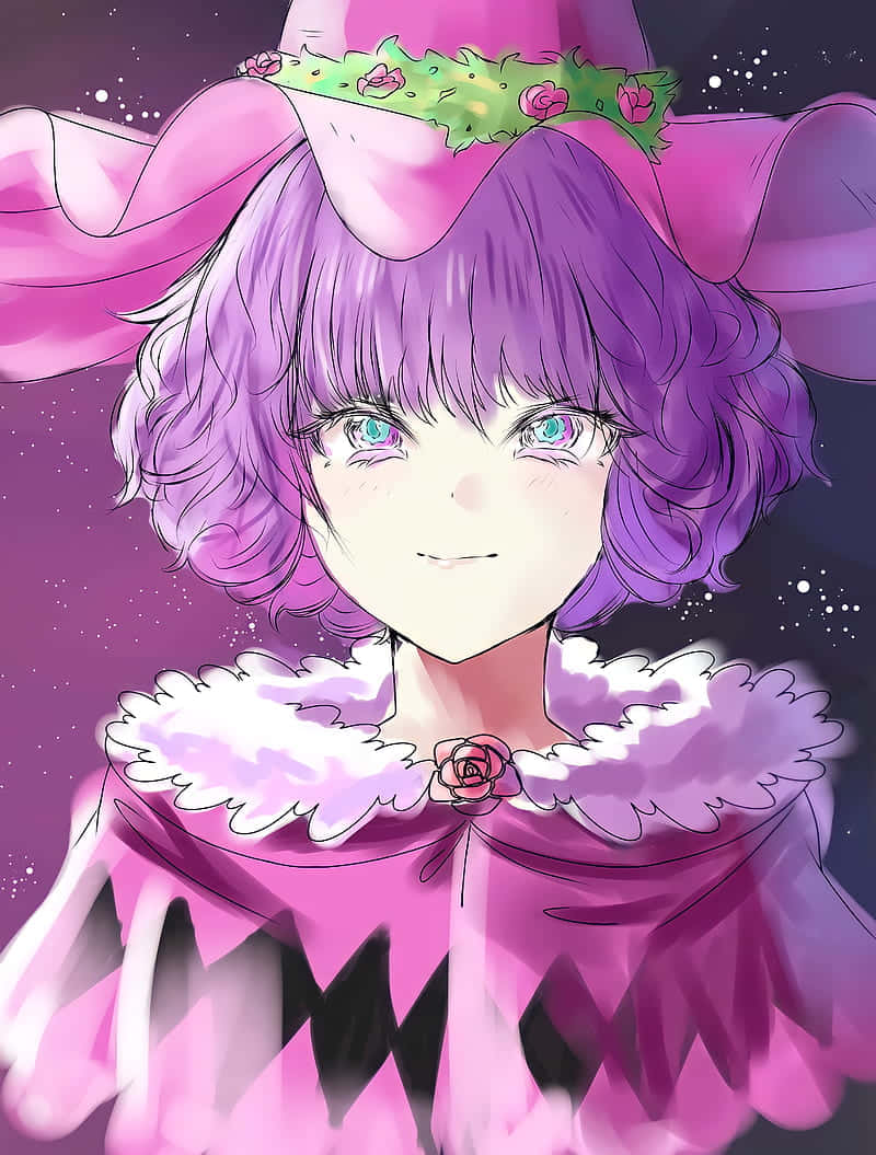 purple hair, teal eyes, pink witch hat, SD Phone Wallpaper