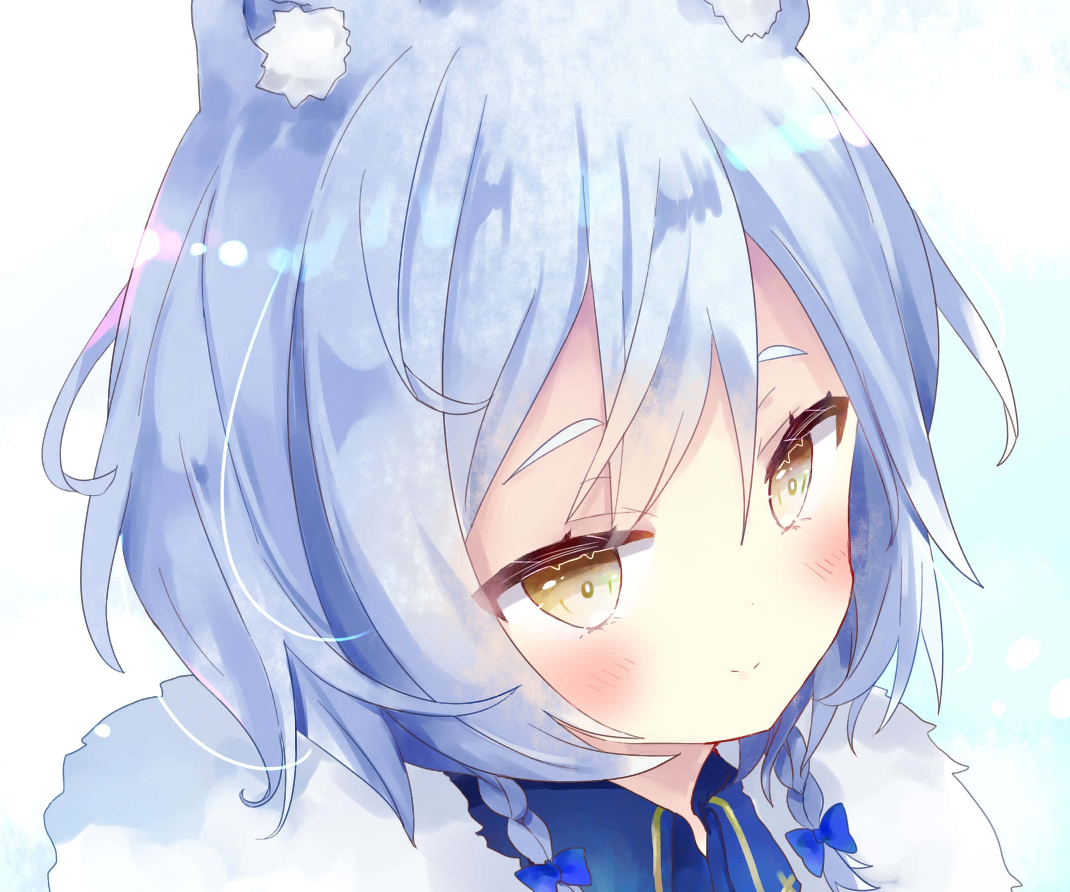 anime girl, light blue hair, golden eyes, Full HD Desktop Wallpaper