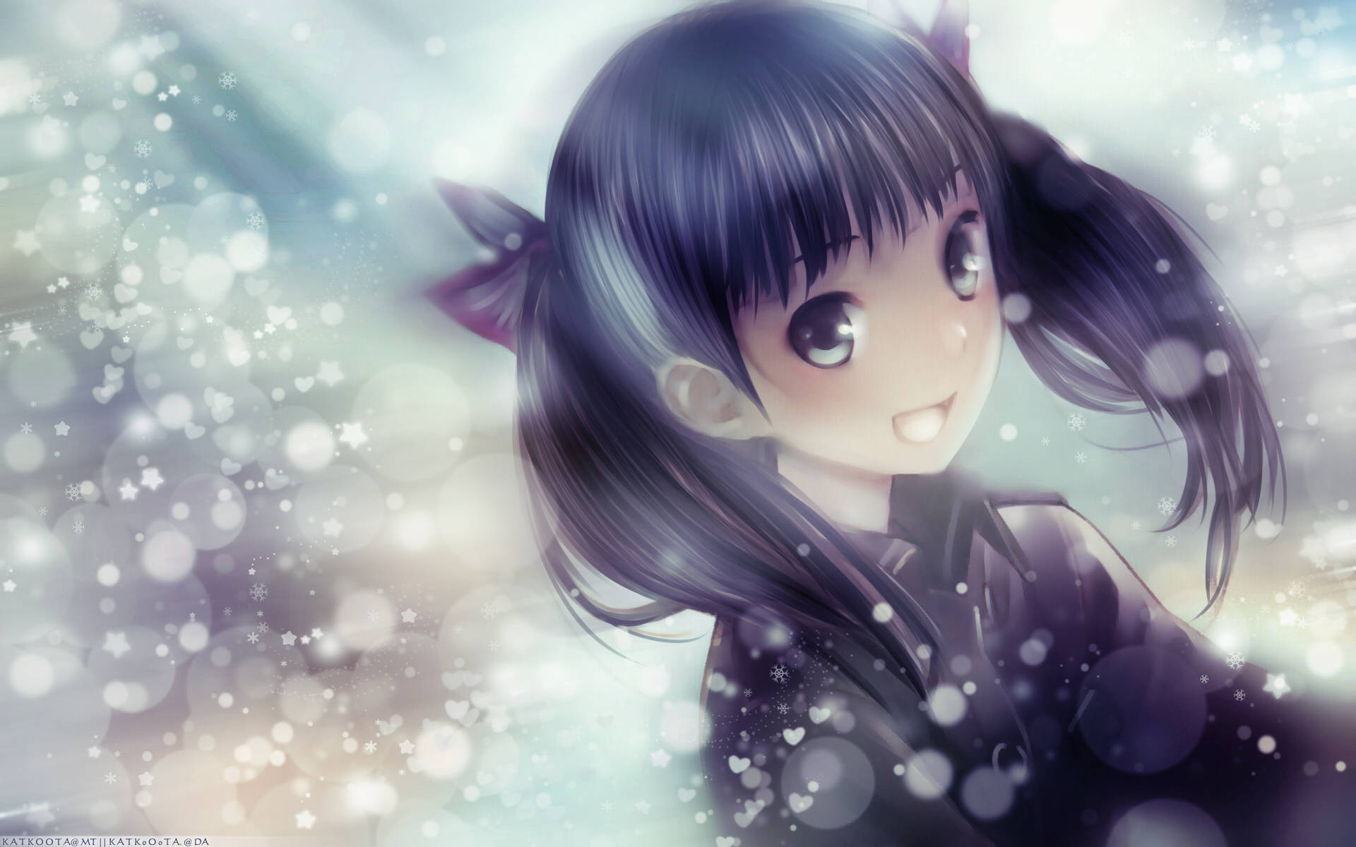 Pretty Girl Cartoon, bangs, pigtails, Full HD Desktop Wallpaper