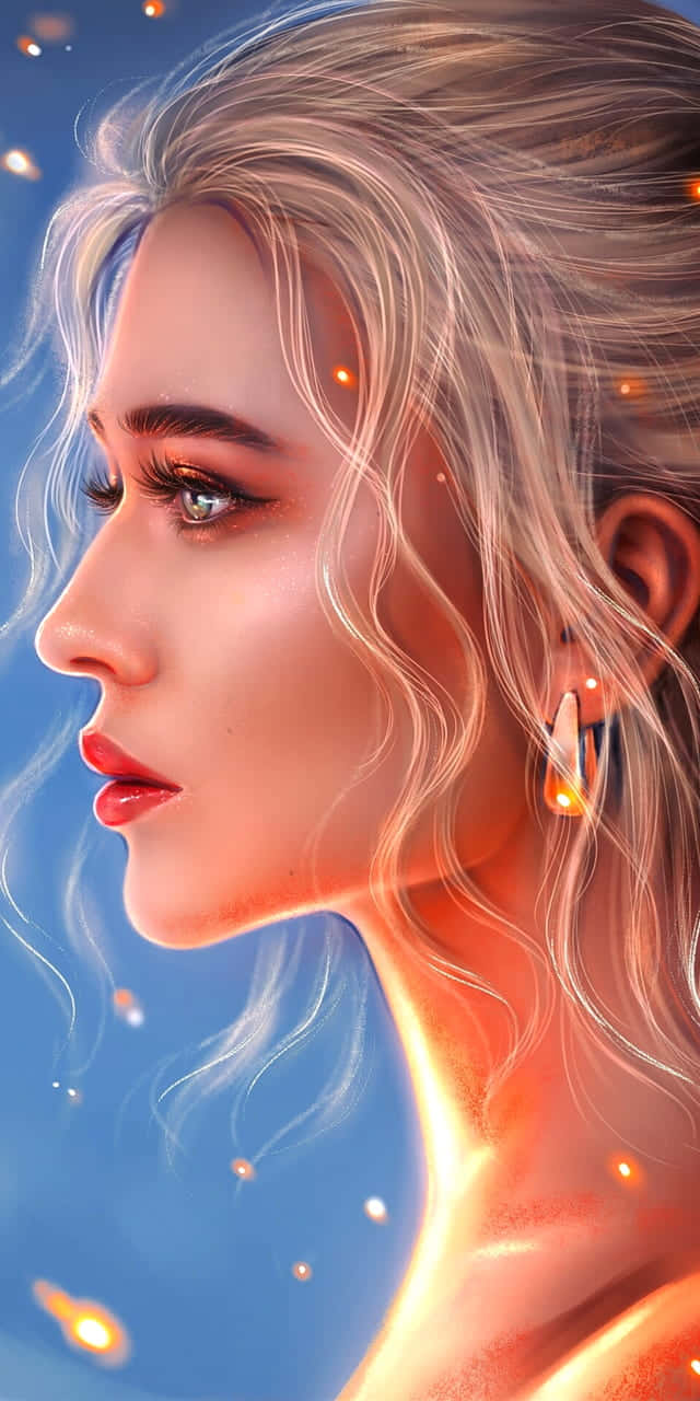 beautiful girl cartoon, anime-style portrait, flowing blonde hair, HD Phone Wallpaper