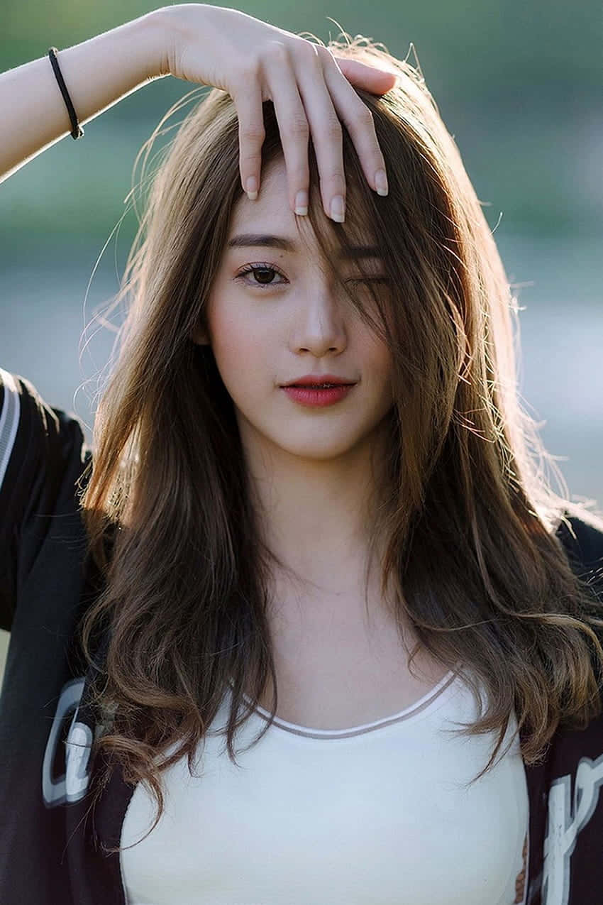 long straight hair, brown hair, soft sunlight, SD Phone Wallpaper