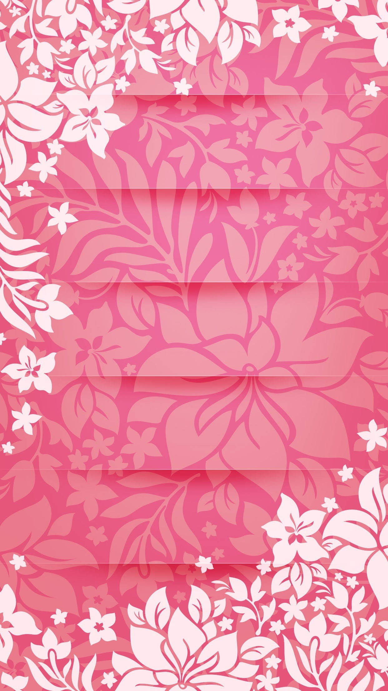 pink pattern, white floral patterns, gradient effects, Full HD Phone Wallpaper