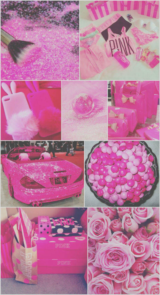 pink collage, glitter makeup brushes, candy roses, SD Phone Wallpaper