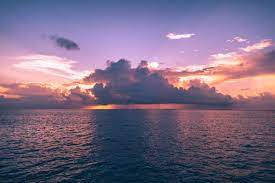 sunset, ocean, vibrant purple clouds, SD Desktop Wallpaper