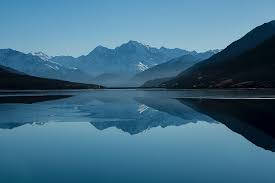 alpine lake, snow-capped mountains, clear blue sky, SD Desktop Wallpaper