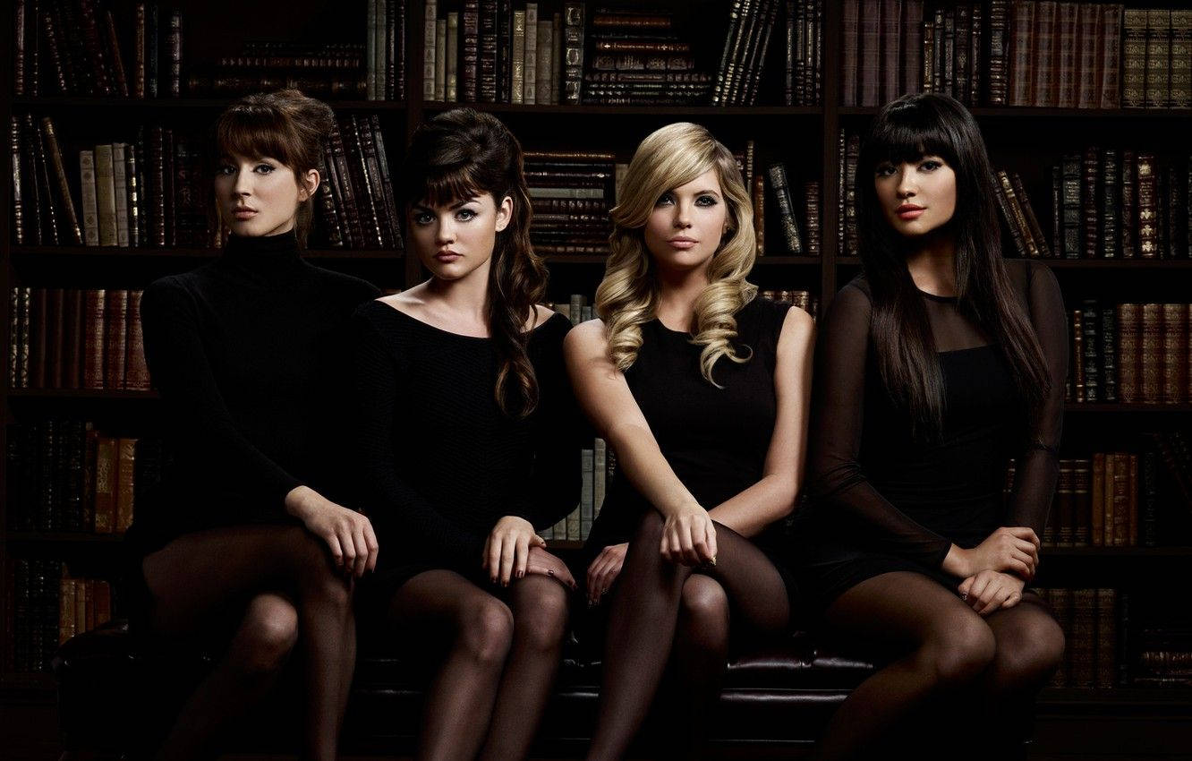 Pretty Little Liars, library, leather bench, HD Desktop Wallpaper
