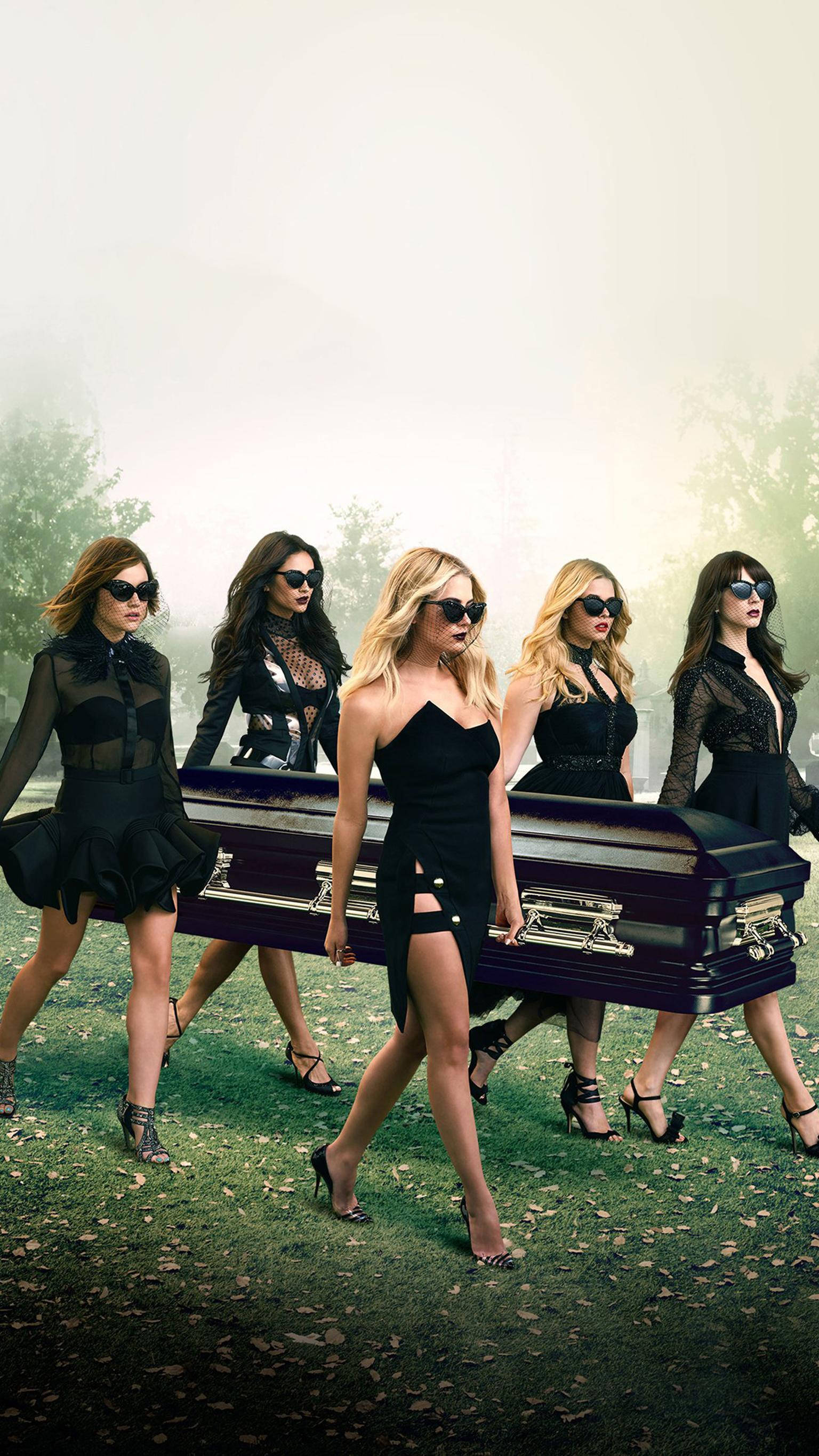 Pretty Little Liars, casket, black outfits, 2K Phone Wallpaper