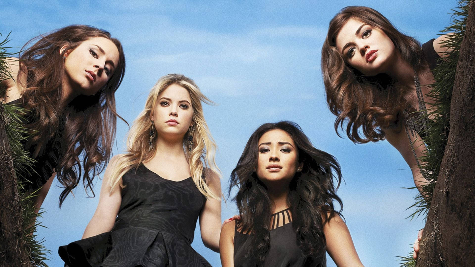 Pretty Little Liars, cool girls, black dresses, Full HD Desktop Wallpaper