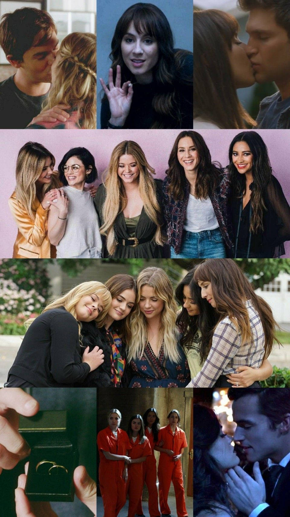Pretty Little Liars, cast, couples kissing, HD Phone Wallpaper