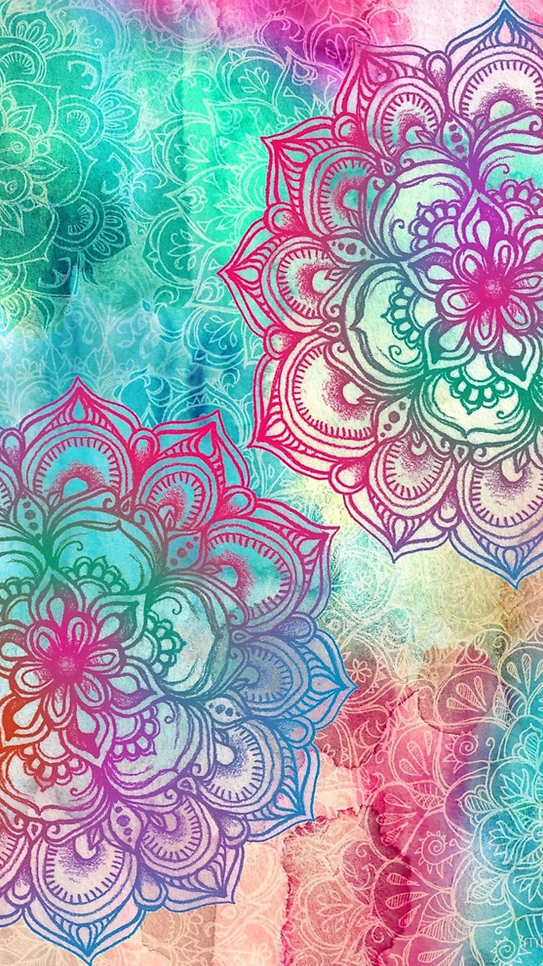 mandala, teal pink, purple, Full HD Phone Wallpaper