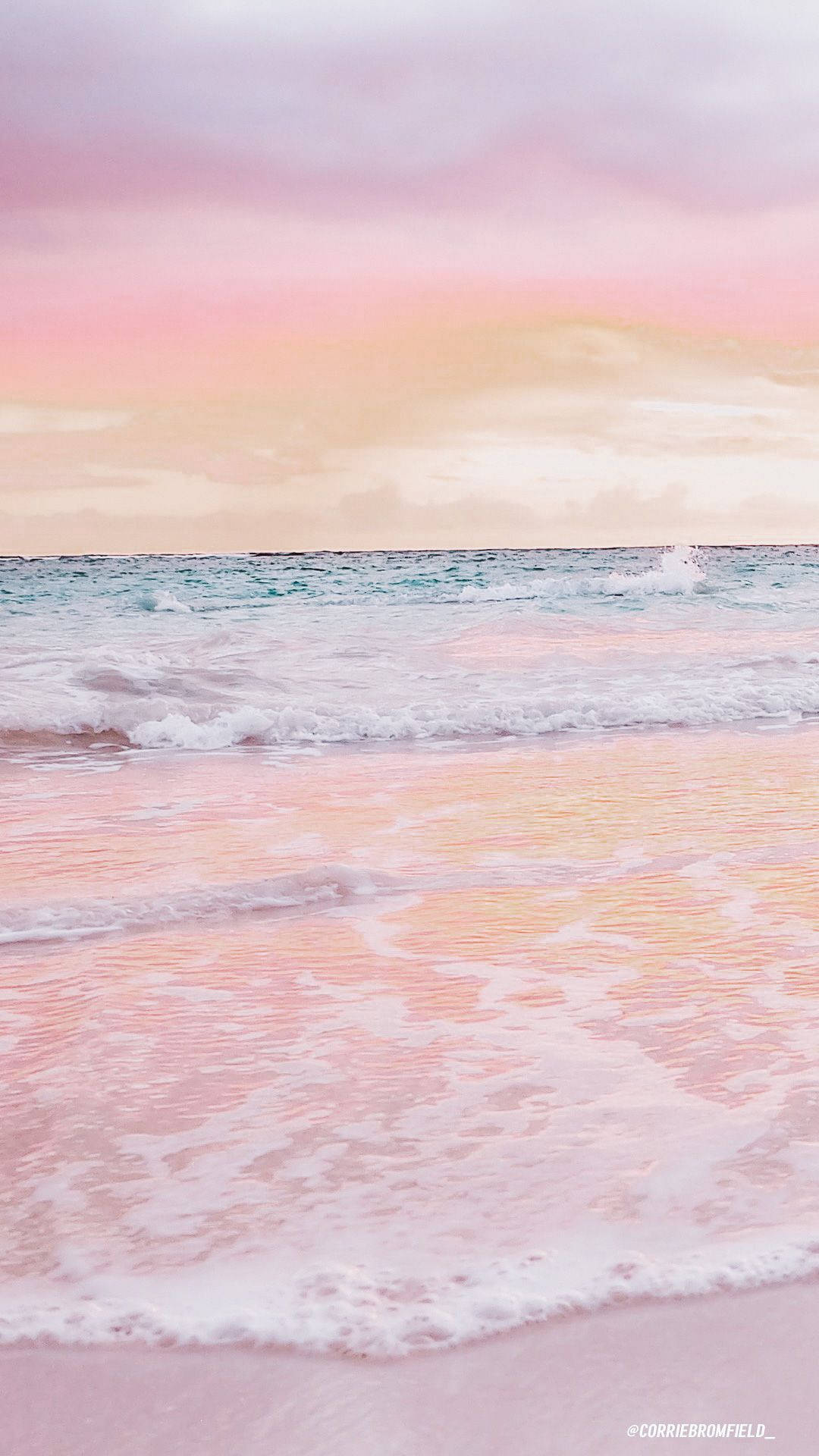 pastel sea, pink and peach sunset, gentle ocean waves, Full HD Phone Wallpaper