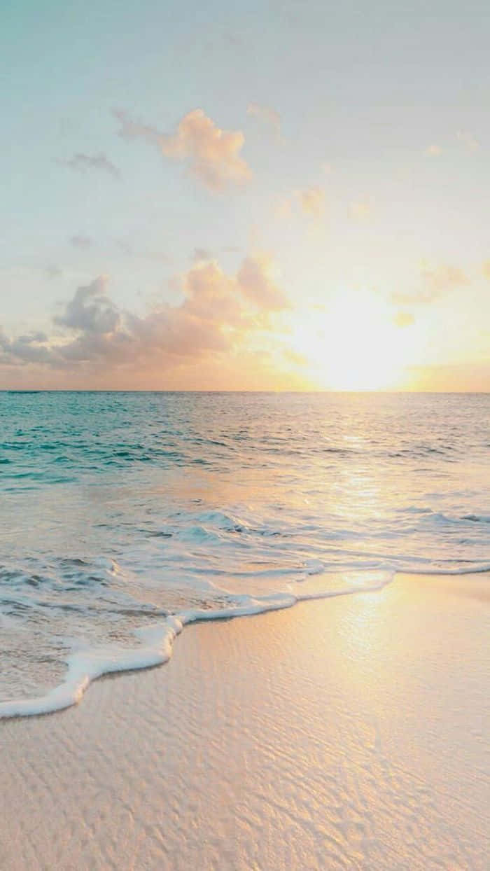 ocean, sunset, sandy shore, SD Phone Wallpaper