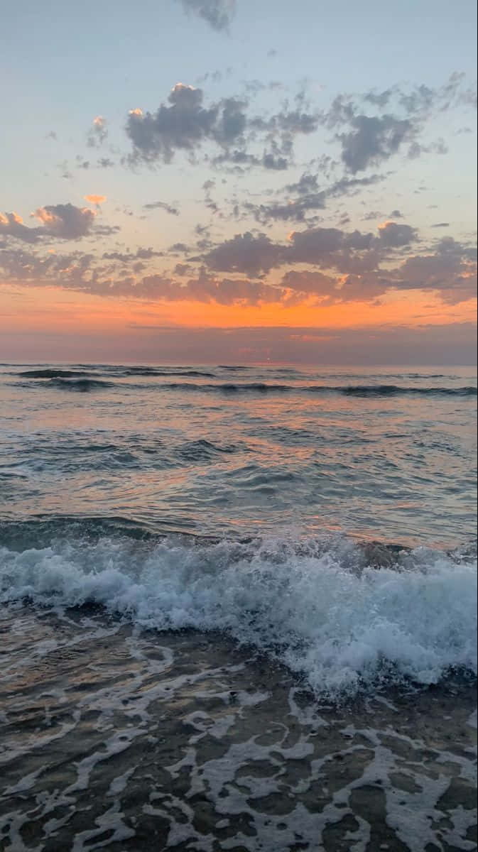 sunrise, ocean, fiery orange, SD Phone Wallpaper