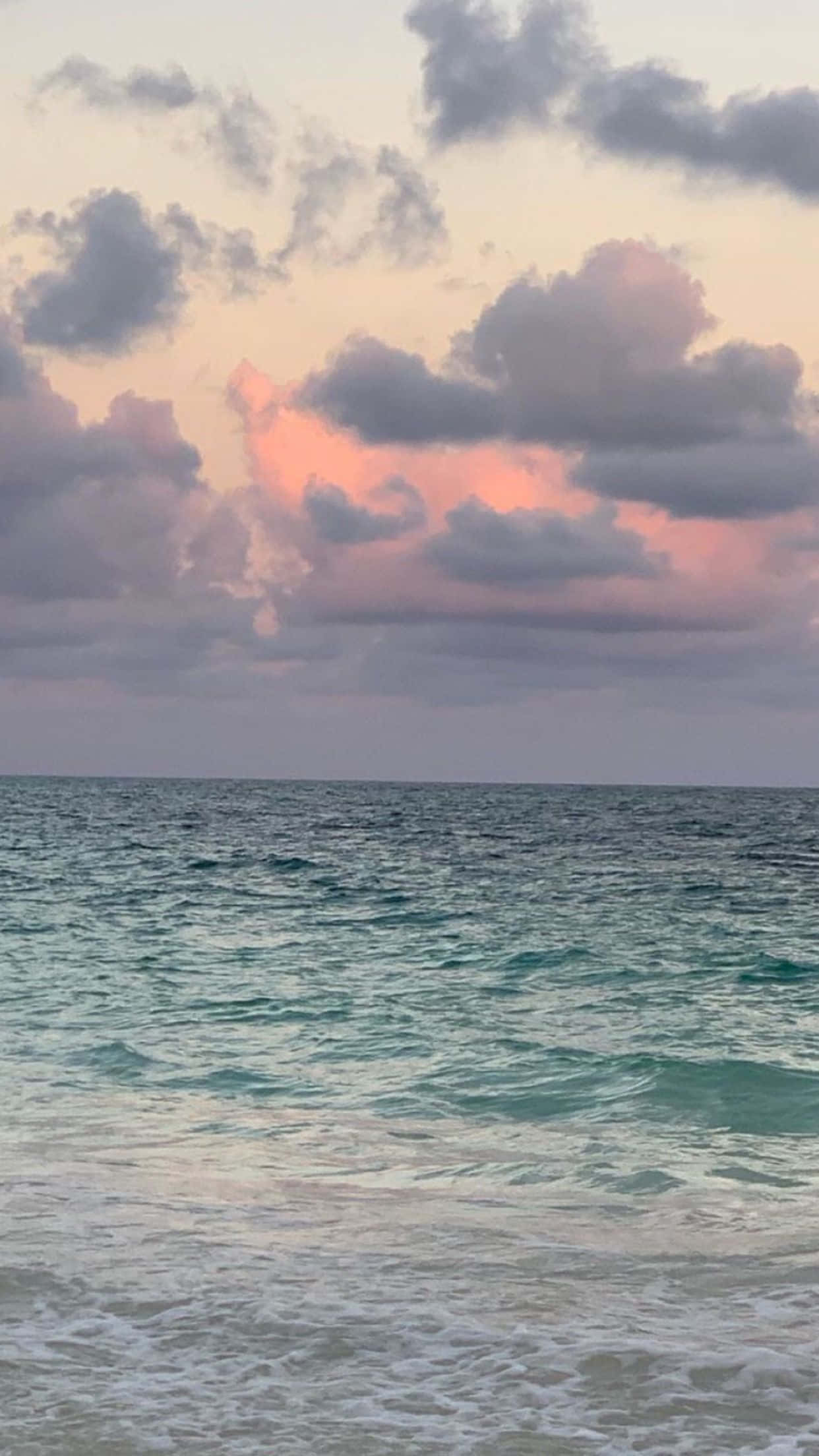Pretty Ocean, sunset, pink clouds, Full HD Phone Wallpaper