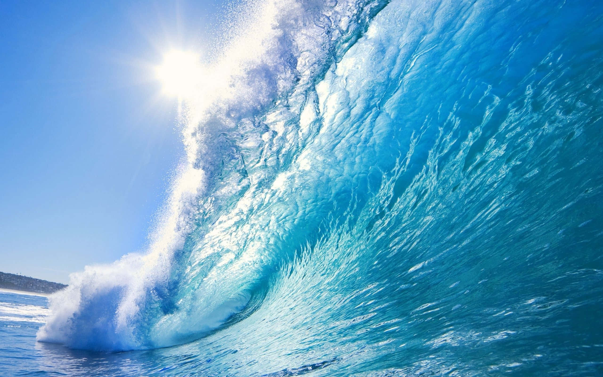 Pretty Ocean, turquoise ocean, blazing sun, 2K Desktop Wallpaper