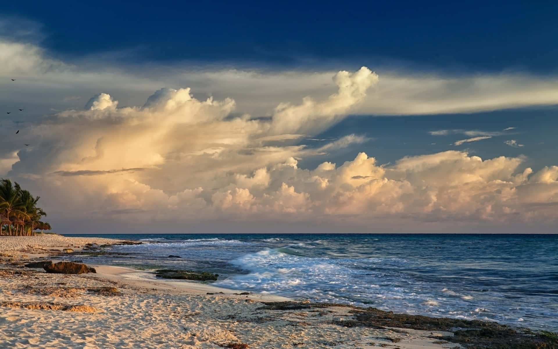 Pretty Ocean, Sunset, tropical beach, Full HD Desktop Wallpaper
