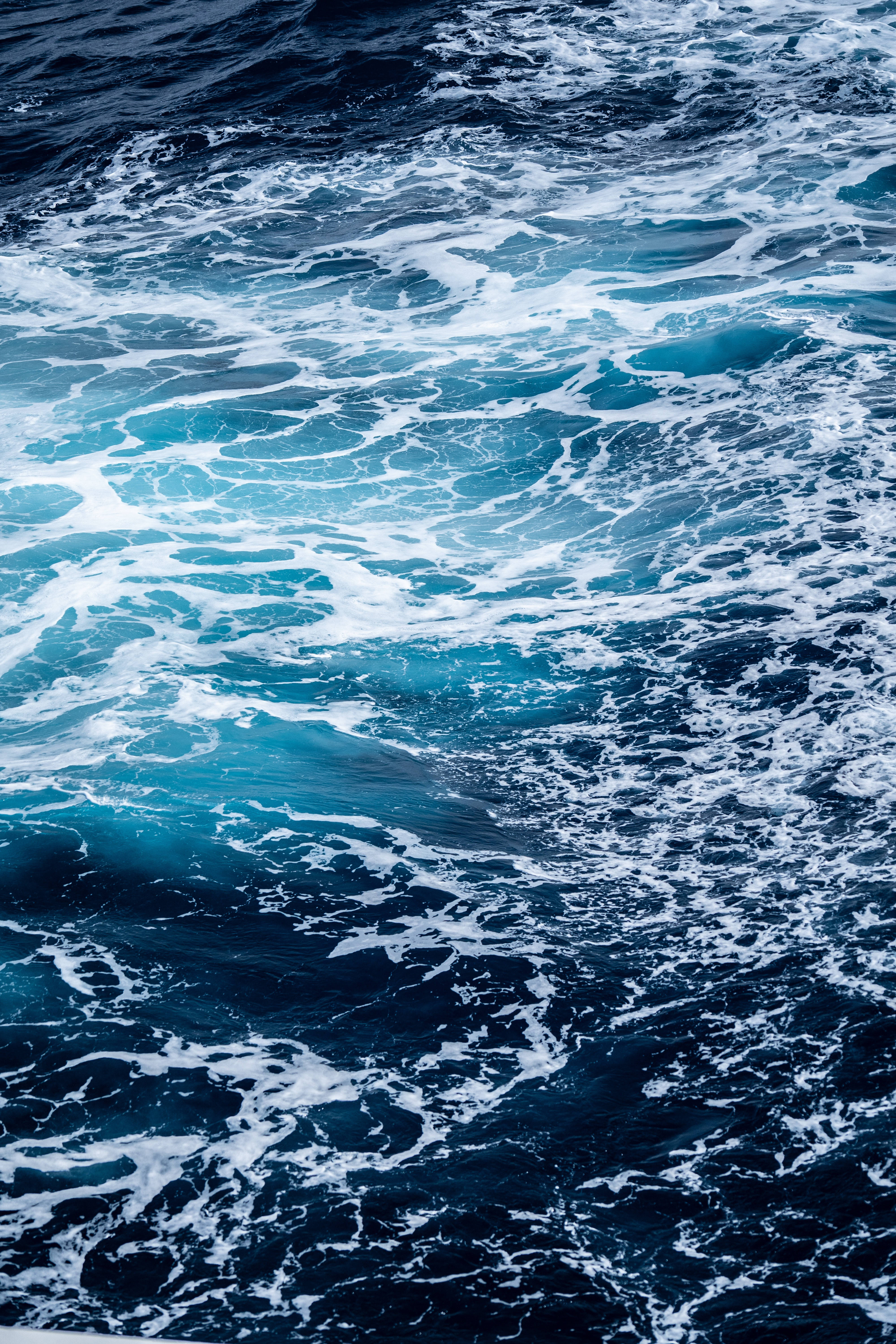 ocean waves, deep blue water, frothy white foam, 5K Phone Wallpaper