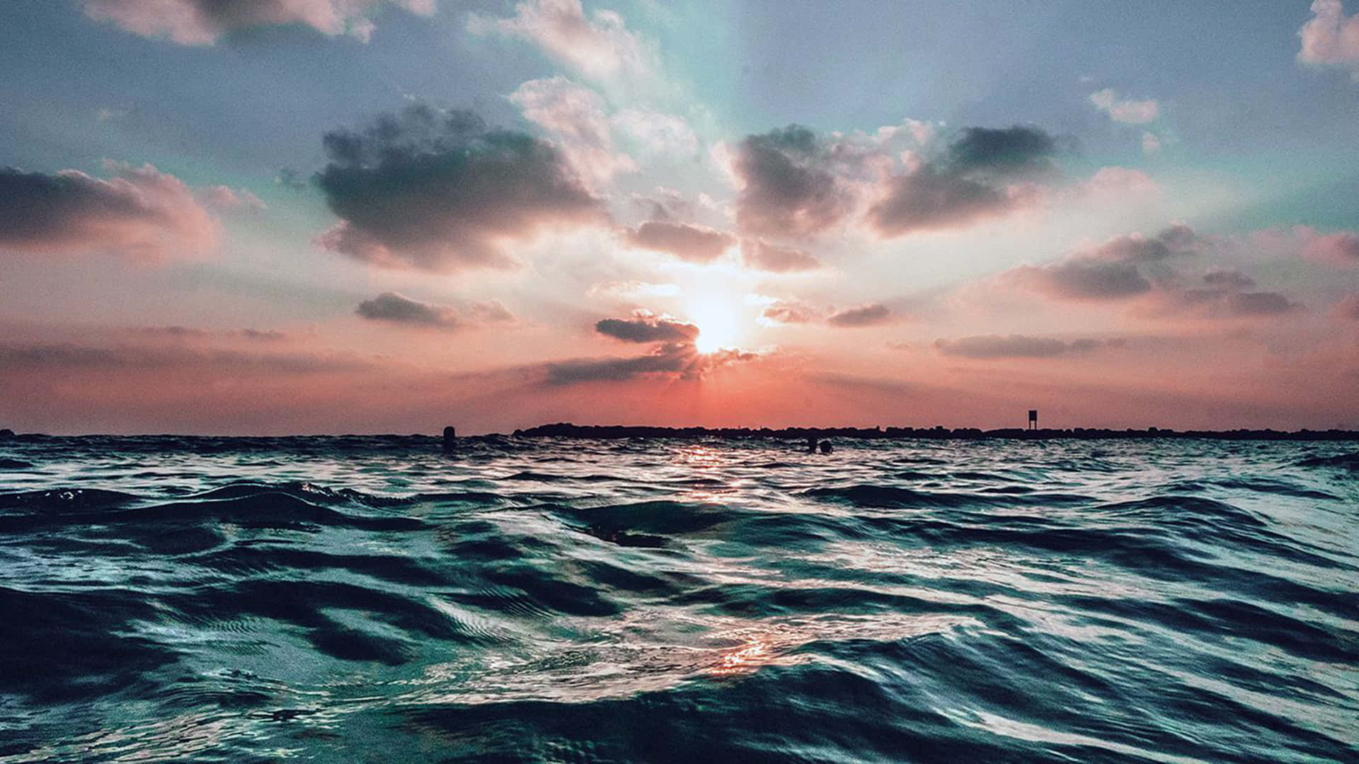 Pretty Ocean, Sunset, ocean, Full HD Desktop Wallpaper