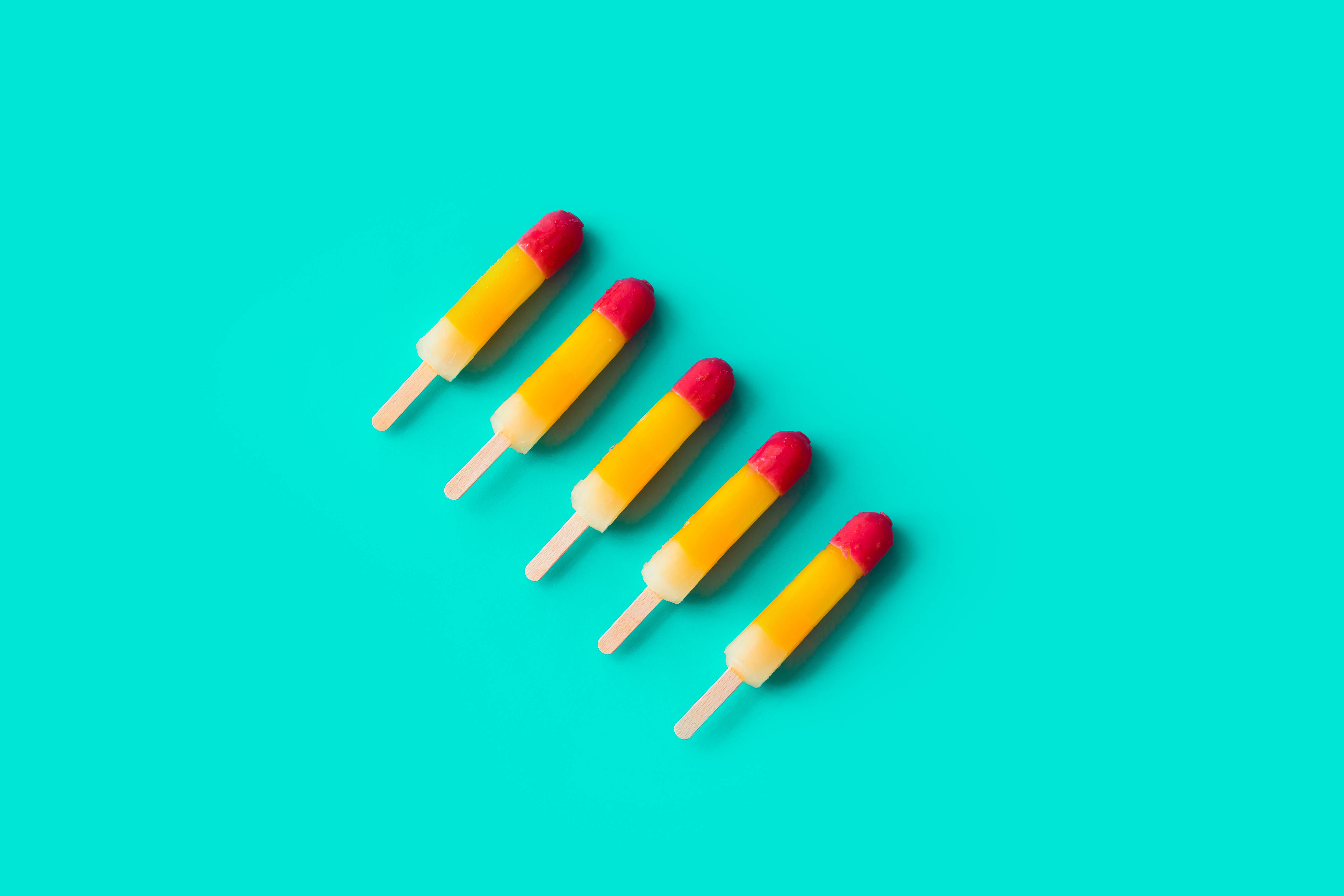 Pretty Pastel, popsicle sticks, yellow and pink layers, 4K Desktop Wallpaper