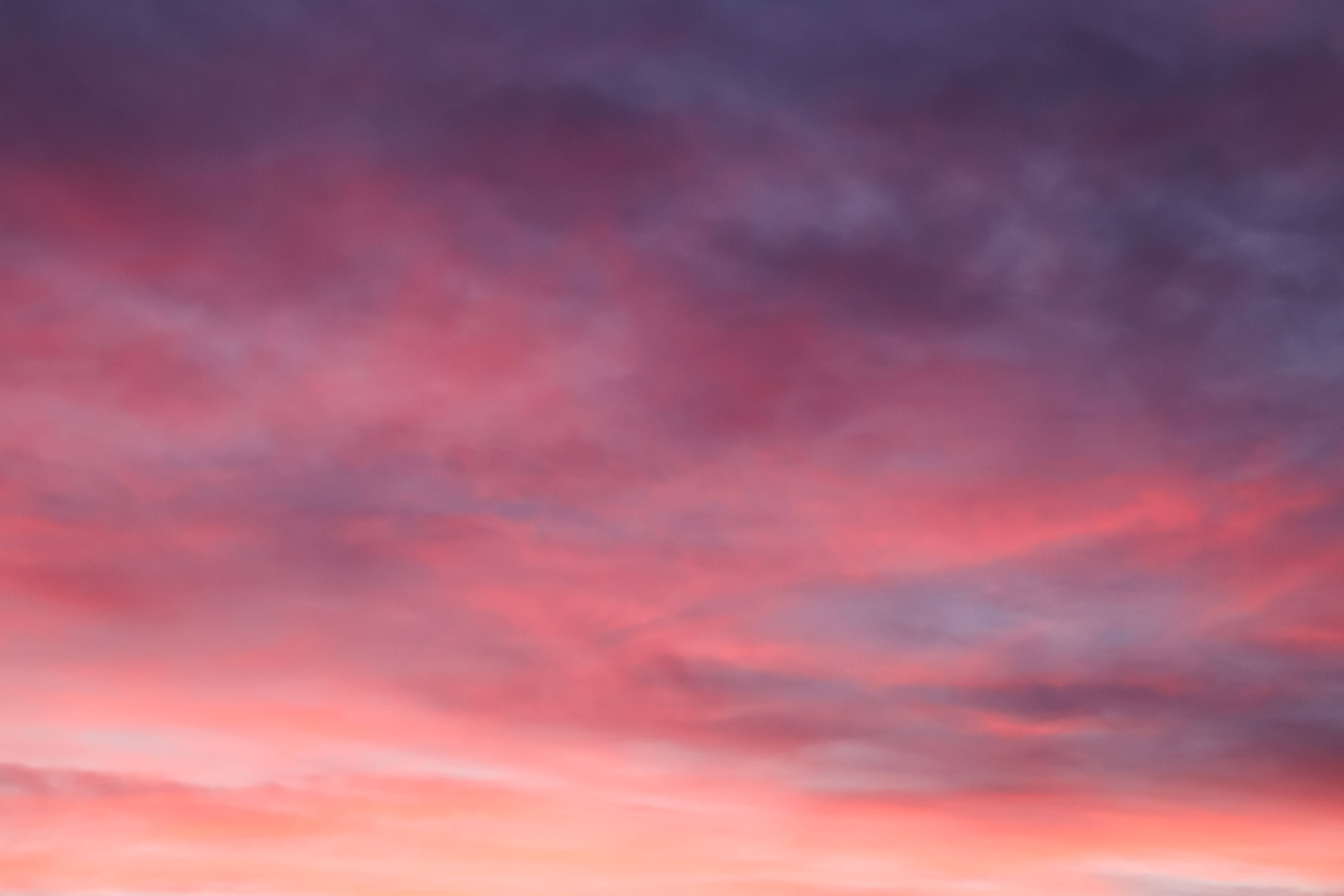 pink gray ombre clouds, sunset sky, vibrant pink, 5K Desktop Wallpaper