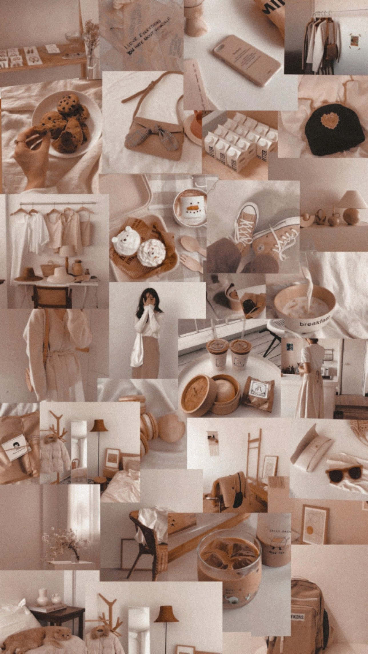 brown pastel aesthetic, warm beige-toned, soft natural light, Full HD Phone Wallpaper