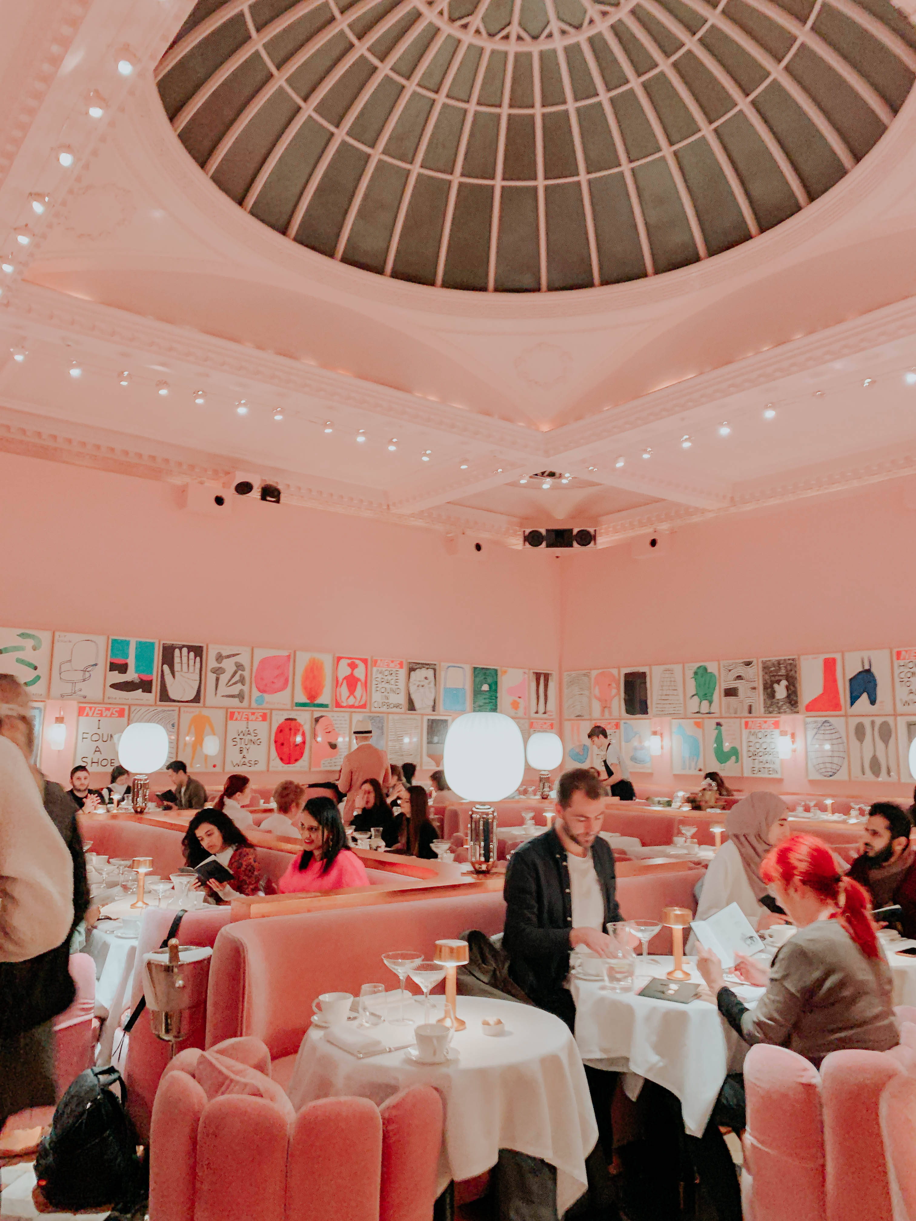 Pretty Pastel, pink cafe, dining room, 4K Phone Wallpaper