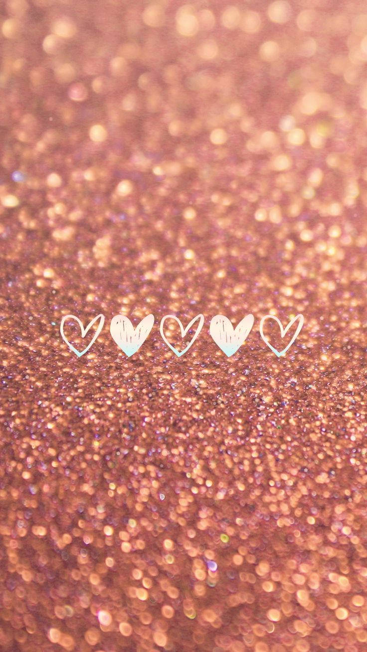 doodle hearts, rose gold glitter, sparkling, HD Phone Wallpaper