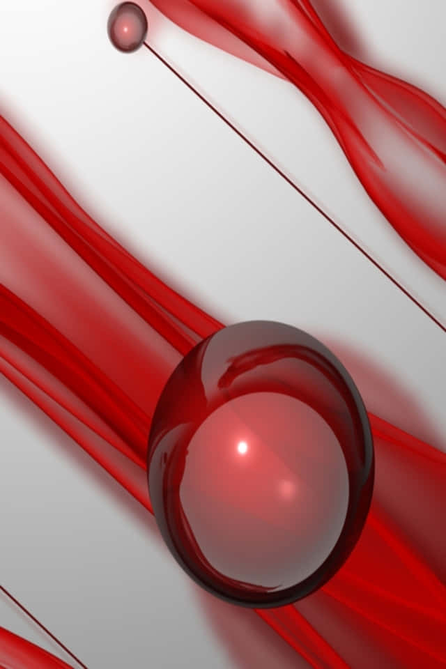 glossy red sphere, translucent red ribbons, stark white background, SD Phone Wallpaper