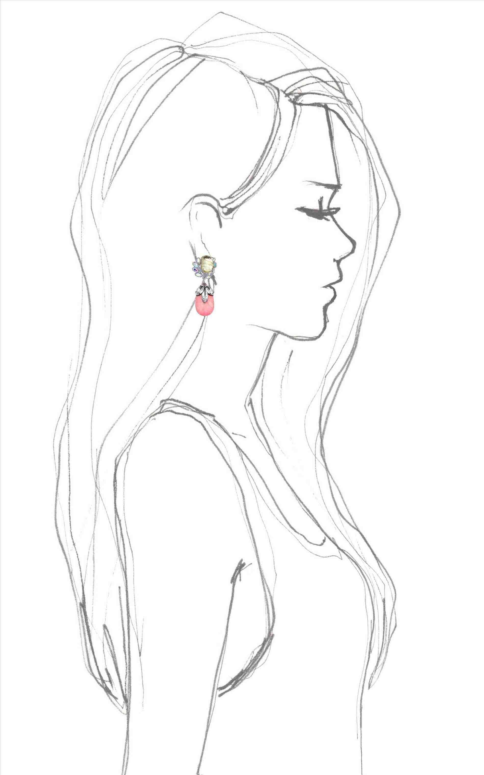 elegant side profile sketch, pencil sketch, woman's profile, 2K Phone Wallpaper