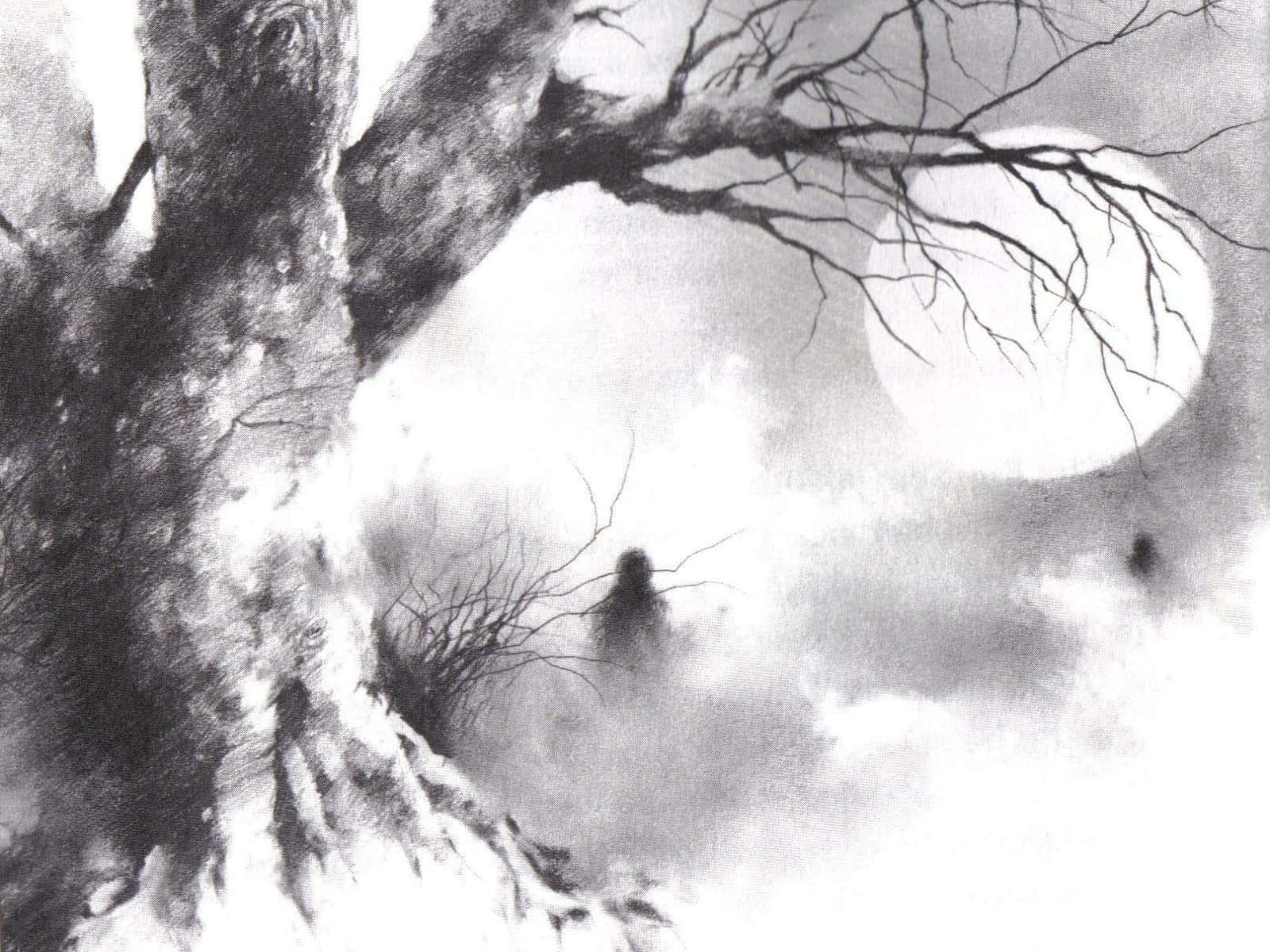 mystical forest, gnarled tree, bare branches, HD Desktop Wallpaper