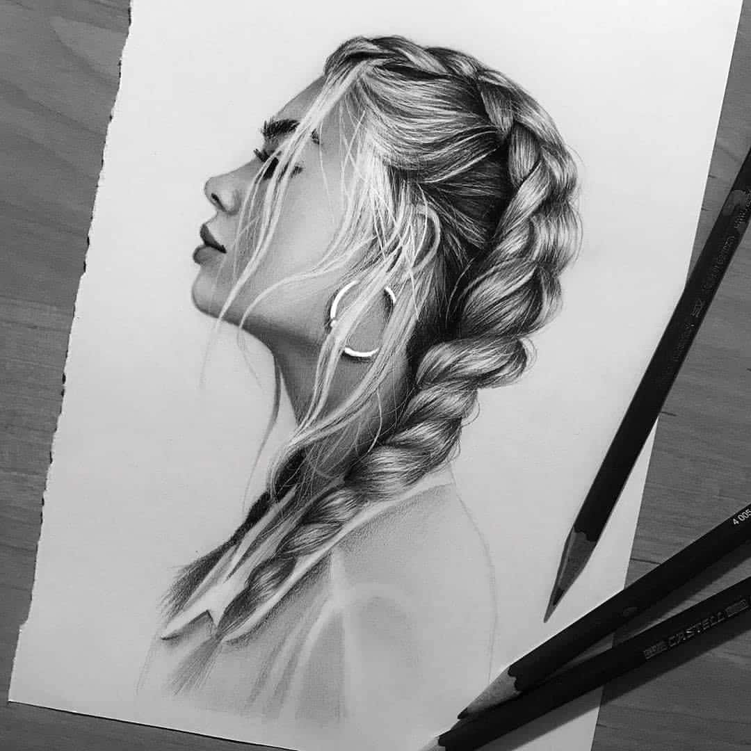 braided hairstyle, hoop earring, wooden desk, SD Desktop Wallpaper