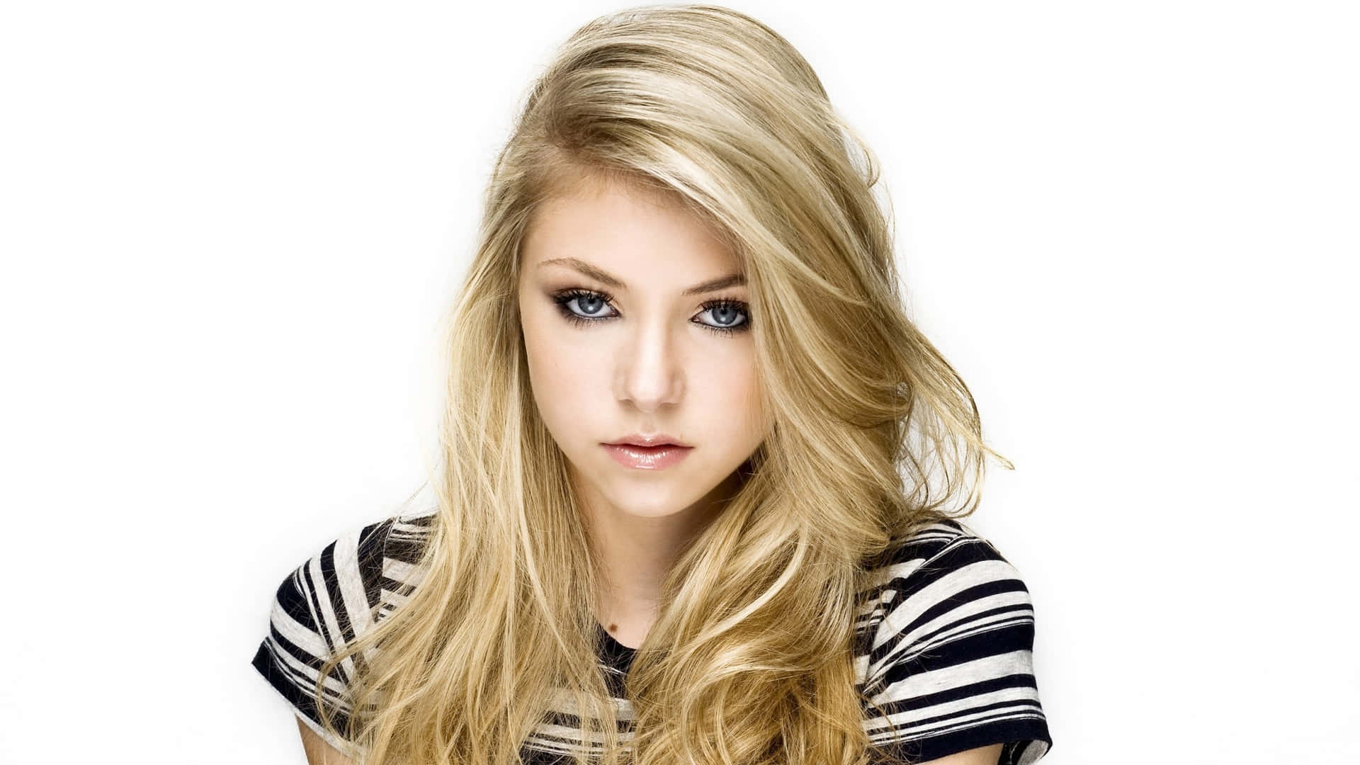 pretty teen blonde girl, long blonde hair, blue eyes, Full HD Desktop Wallpaper