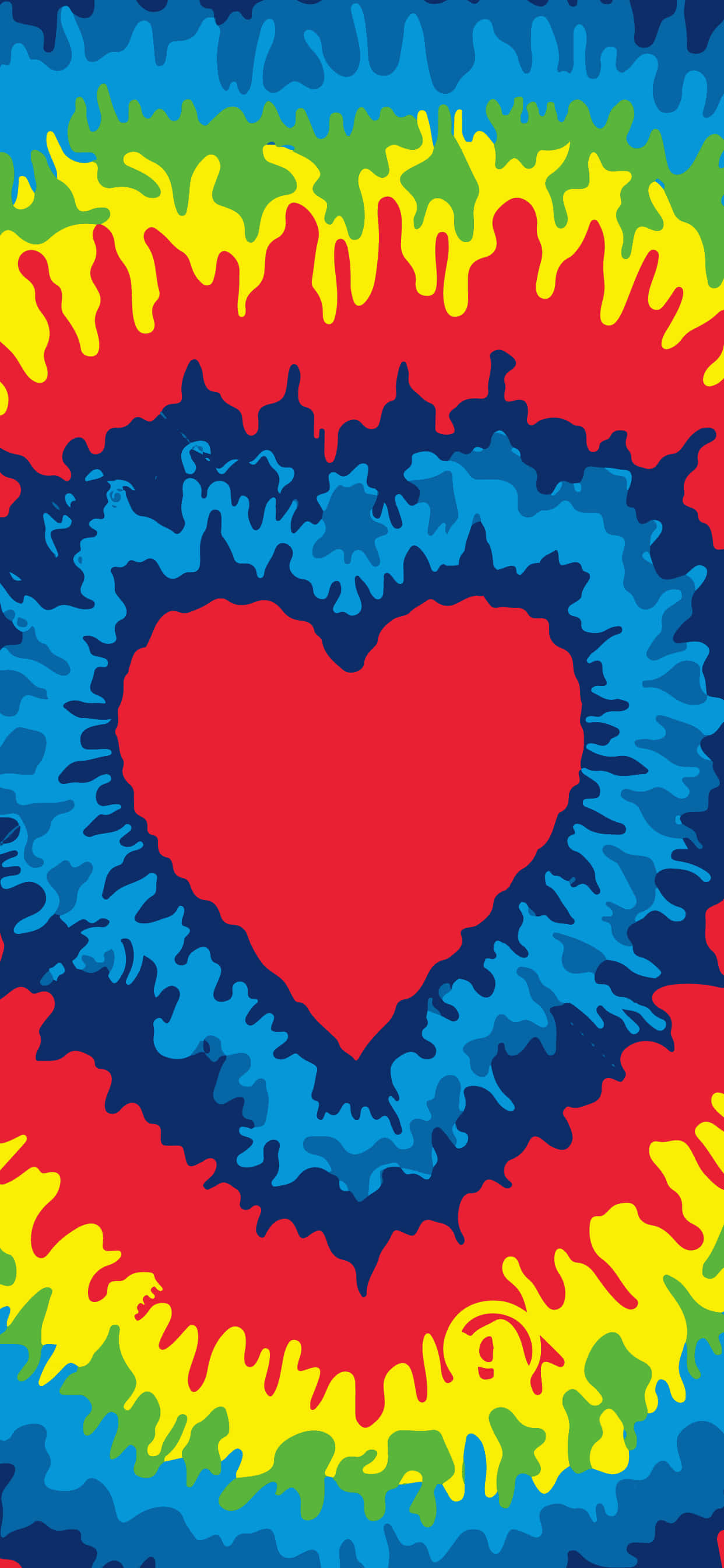 Pretty Tie Dye, heart shaped, bold red heart, 2K Phone Wallpaper