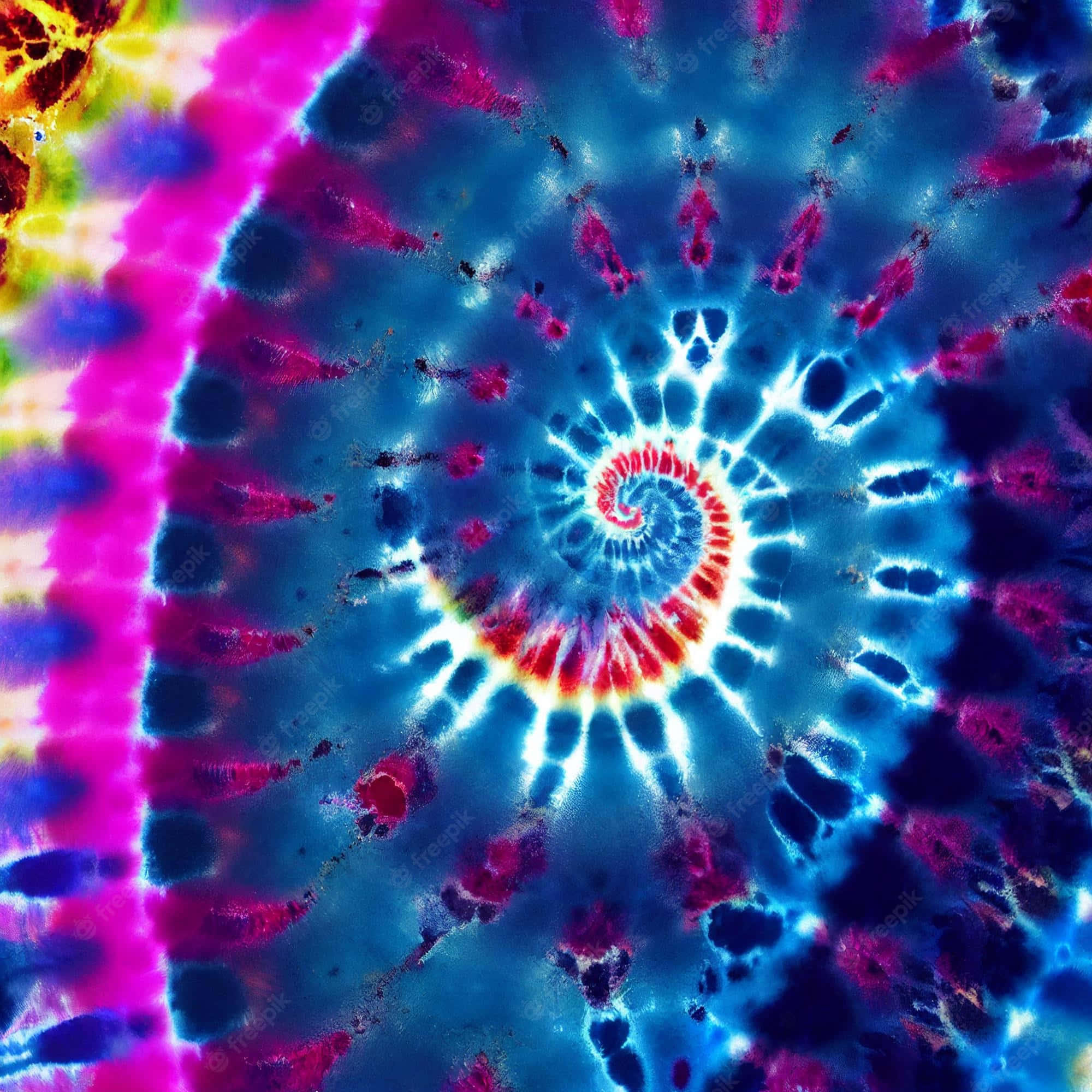 blue tie dye, rainbow colored background, vibrant spiral tie-dye pattern, Full HD Desktop Wallpaper