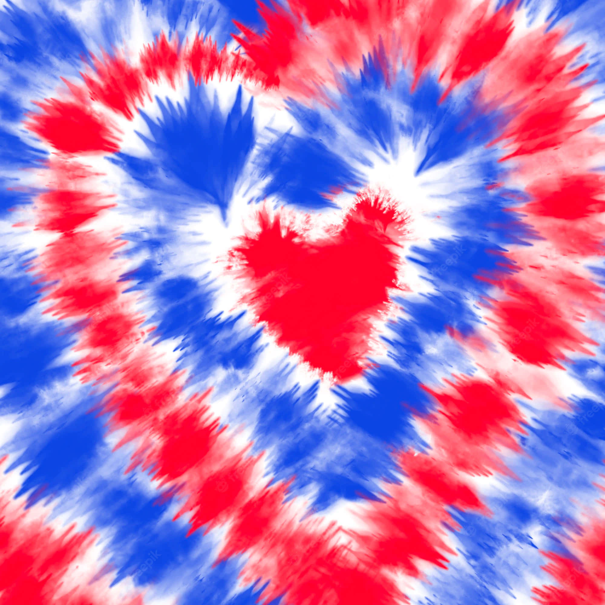 blue tie dye, heart shaped tie dye pattern, vibrant red heart, Full HD Desktop Wallpaper