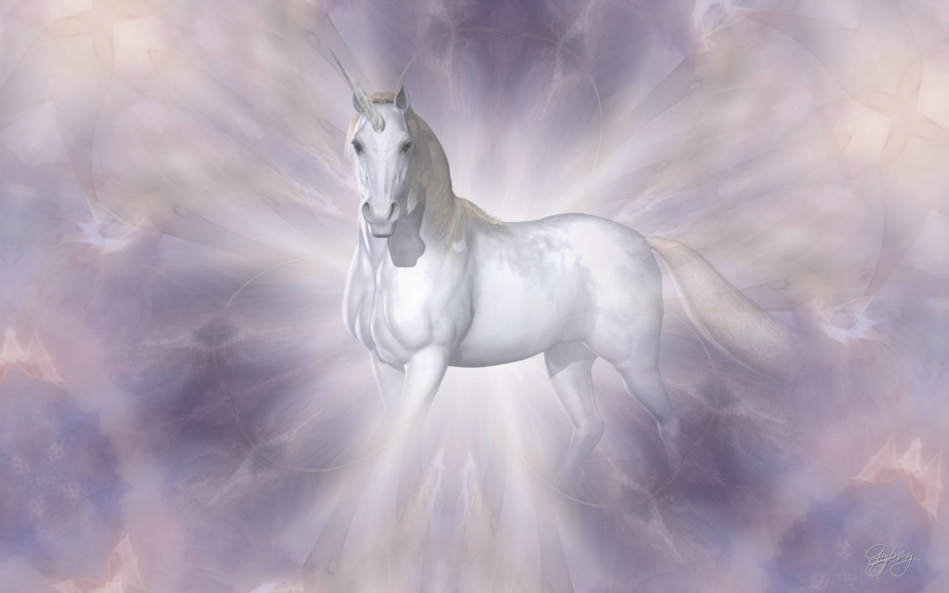 Pretty Unicorn, white unicorn, swirling pastel cosmic background, Full HD Desktop Wallpaper