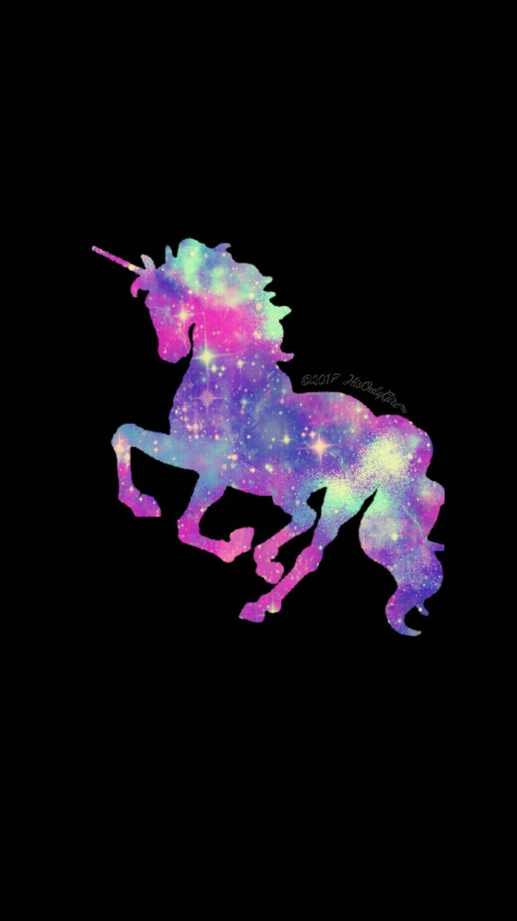 galaxy unicorn, pink purple and blue stars, black background, HD Phone Wallpaper