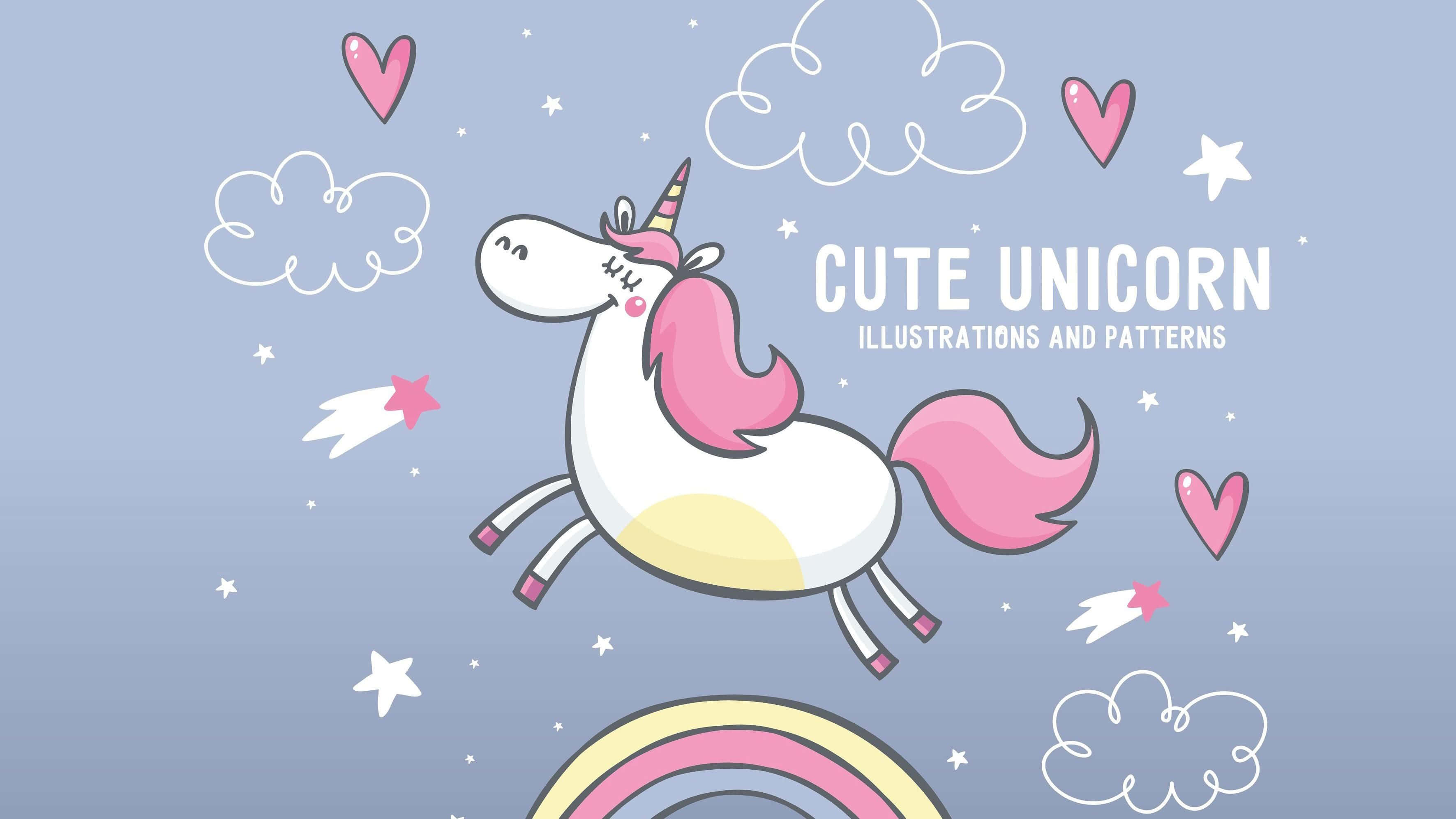 unicorn, pink mane, pink tail, 2K Desktop Wallpaper