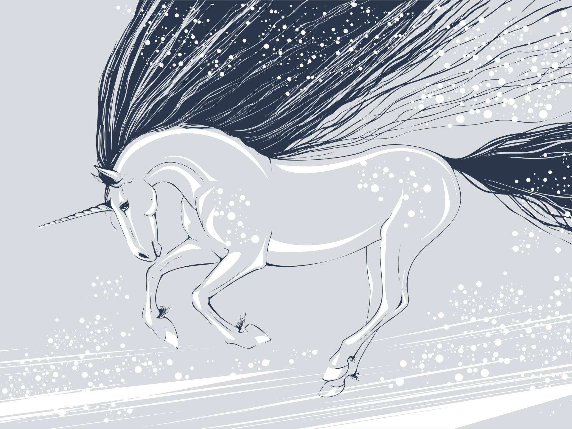 glittering pretty unicorn, white unicorn, dark mane and tail, Full HD Desktop Wallpaper