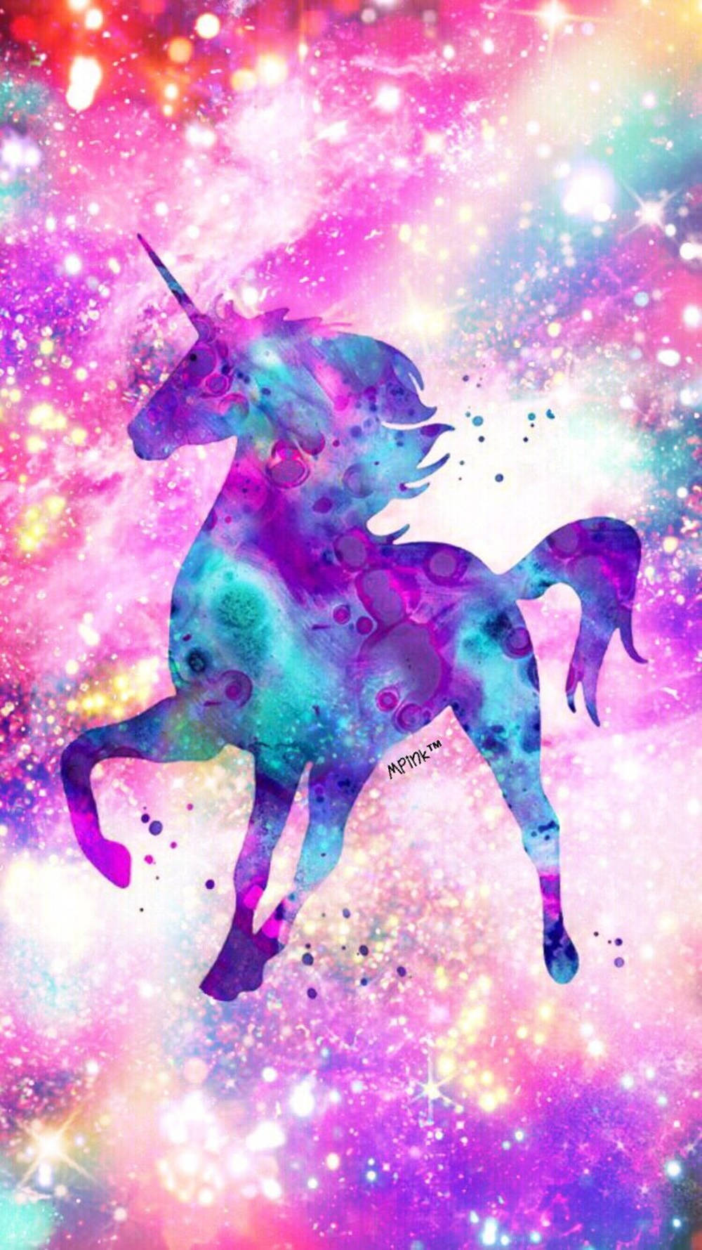 galaxy unicorn, glitter background, pink purple, HD Phone Wallpaper