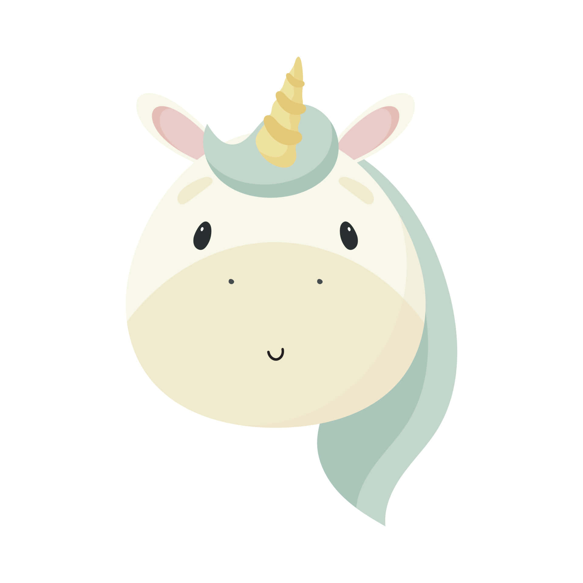 magical unicorn, pastel green mane, golden horn, Full HD Desktop Wallpaper