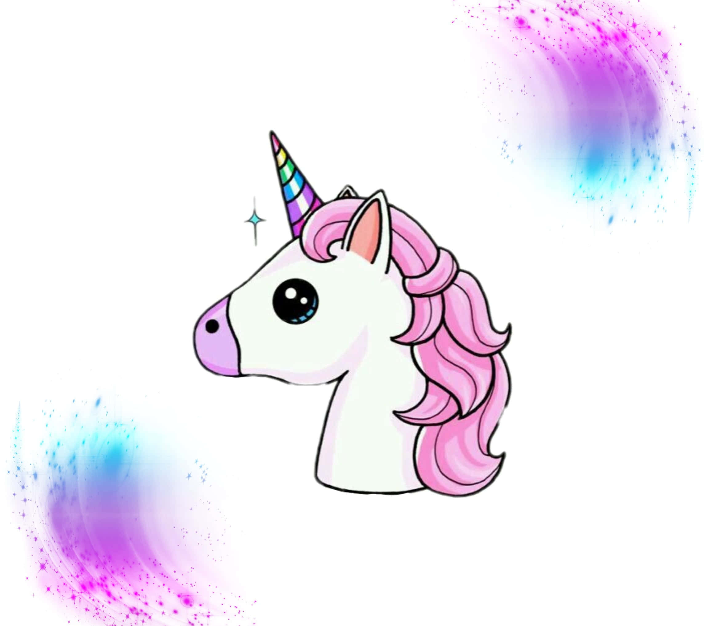 cute unicorn, rainbow horn, pink mane, Full HD Desktop Wallpaper