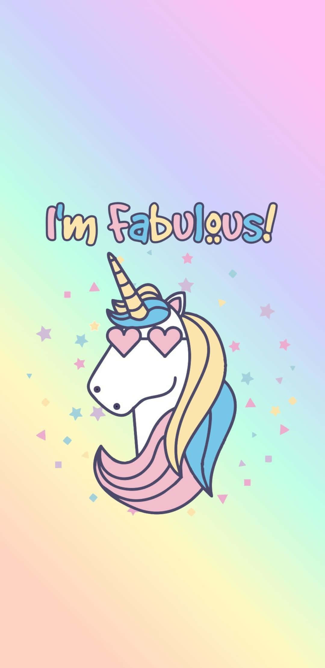 cute unicorn, heart-shaped sunglasses, pastel rainbow gradient background, Full HD Phone Wallpaper