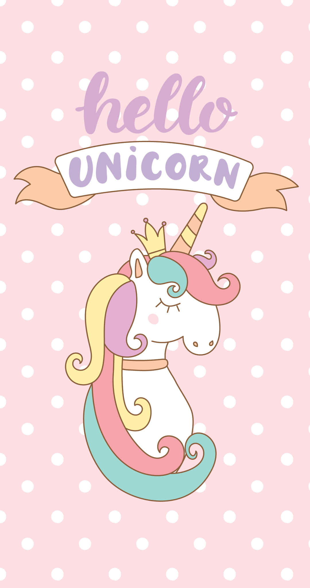 cute unicorn, rainbow mane, crown, Full HD Phone Wallpaper