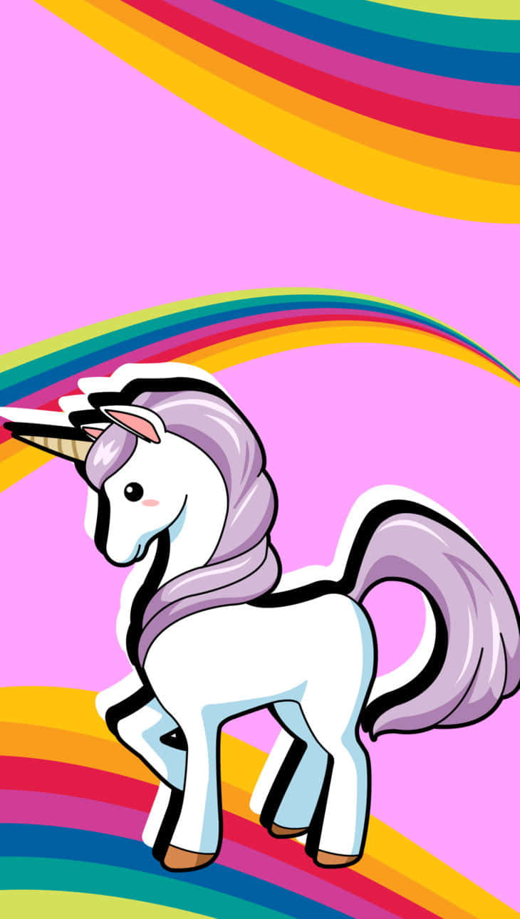 cute unicorn, purple mane, rainbow arcs, HD Phone Wallpaper
