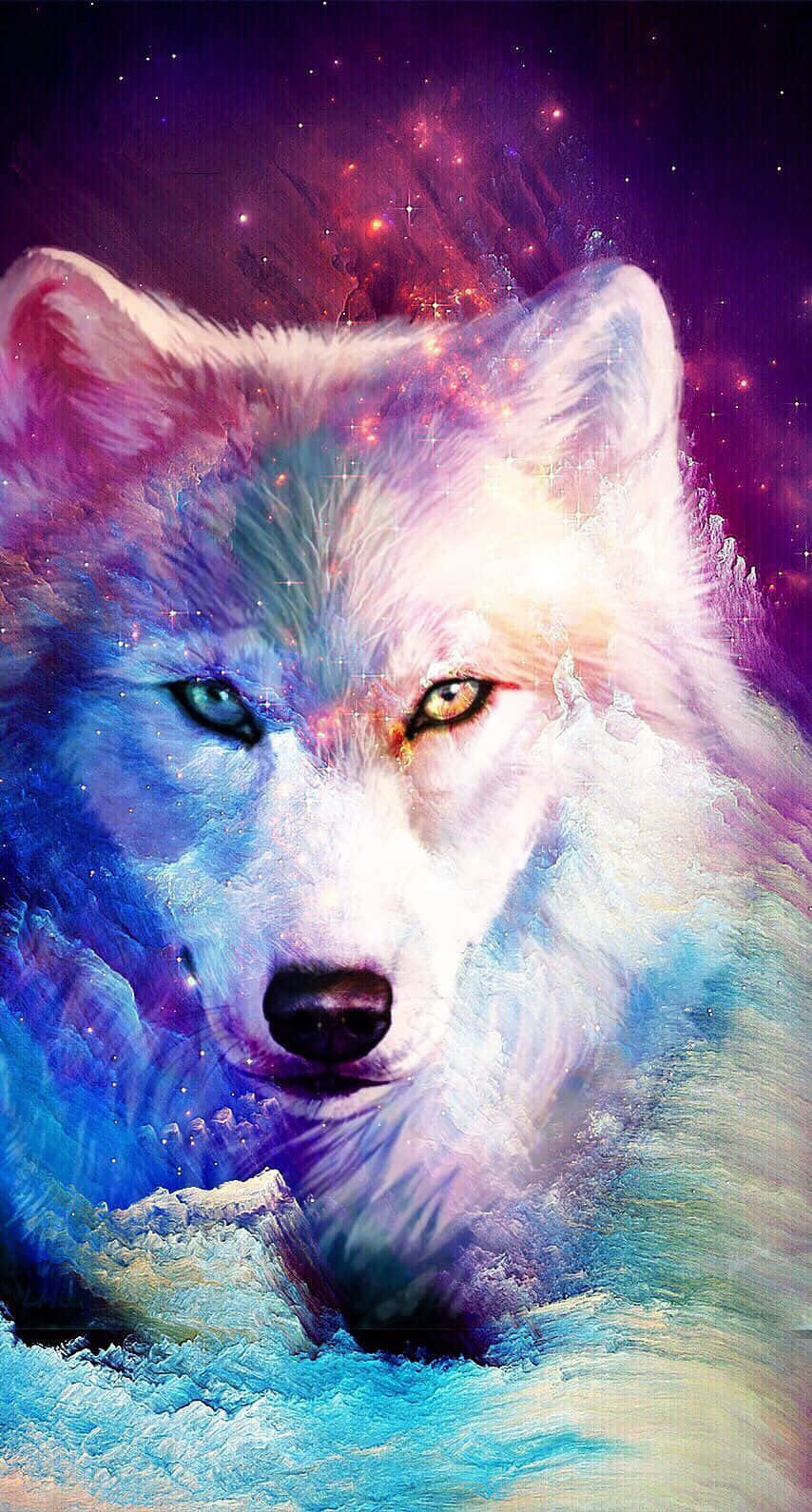 Pretty Wolf, white wolf, glowing eyes, HD Phone Wallpaper