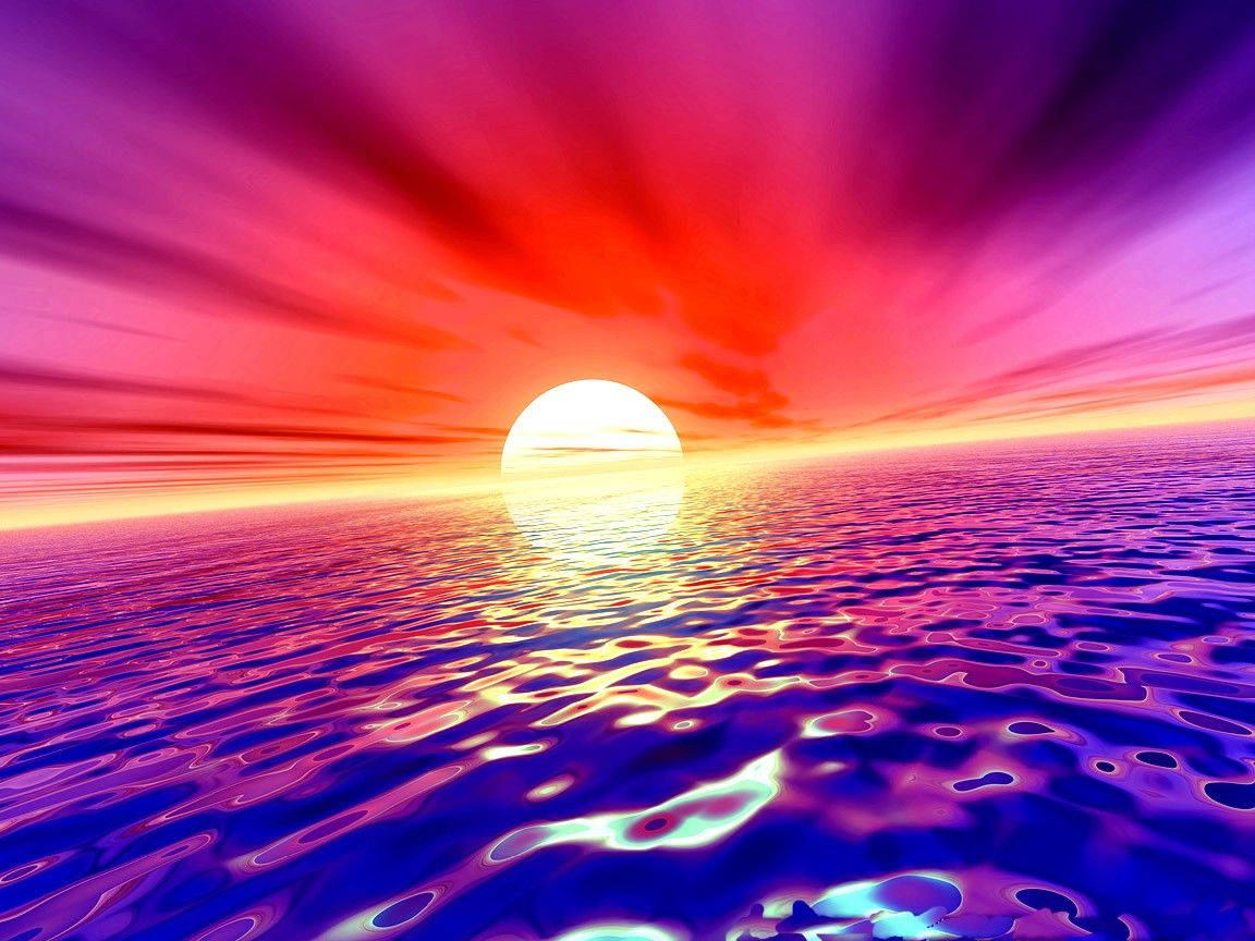 vibrant ocean, glowing sun, rippling ocean, SD Desktop Wallpaper