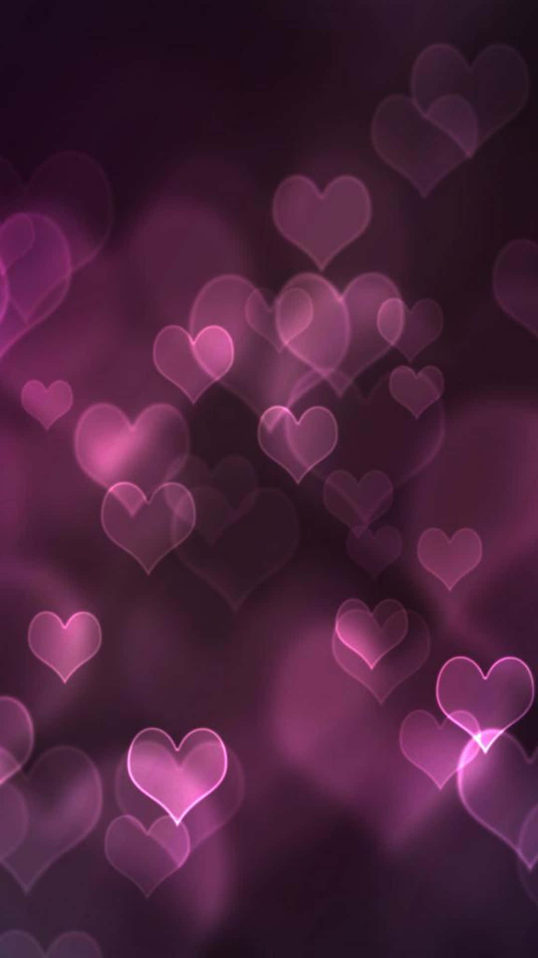pretty purple, pink hearts, deep purple bokeh background, Full HD Phone Wallpaper