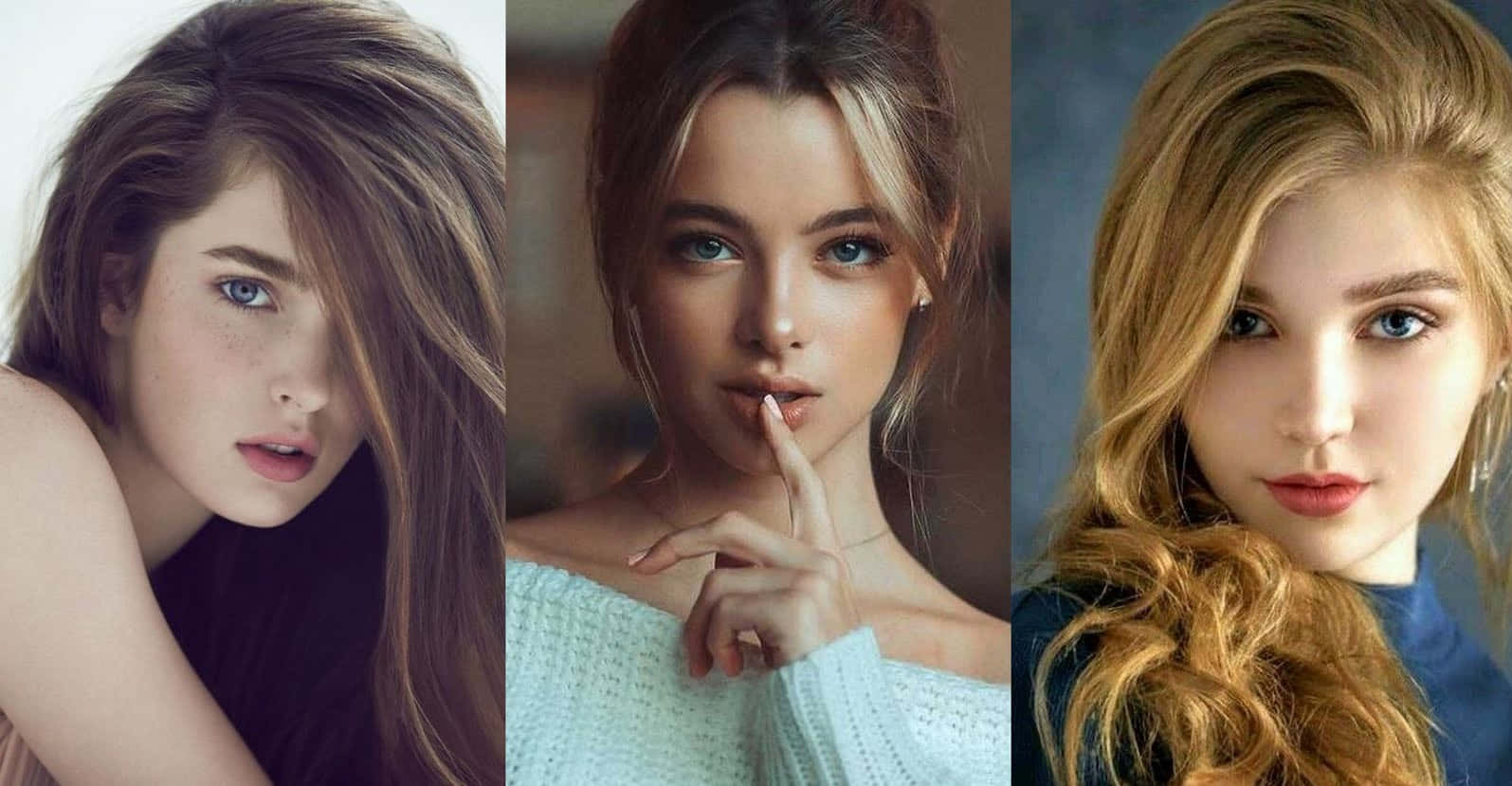 blue eyes, flowing hair, soft studio lighting, HD Desktop Wallpaper